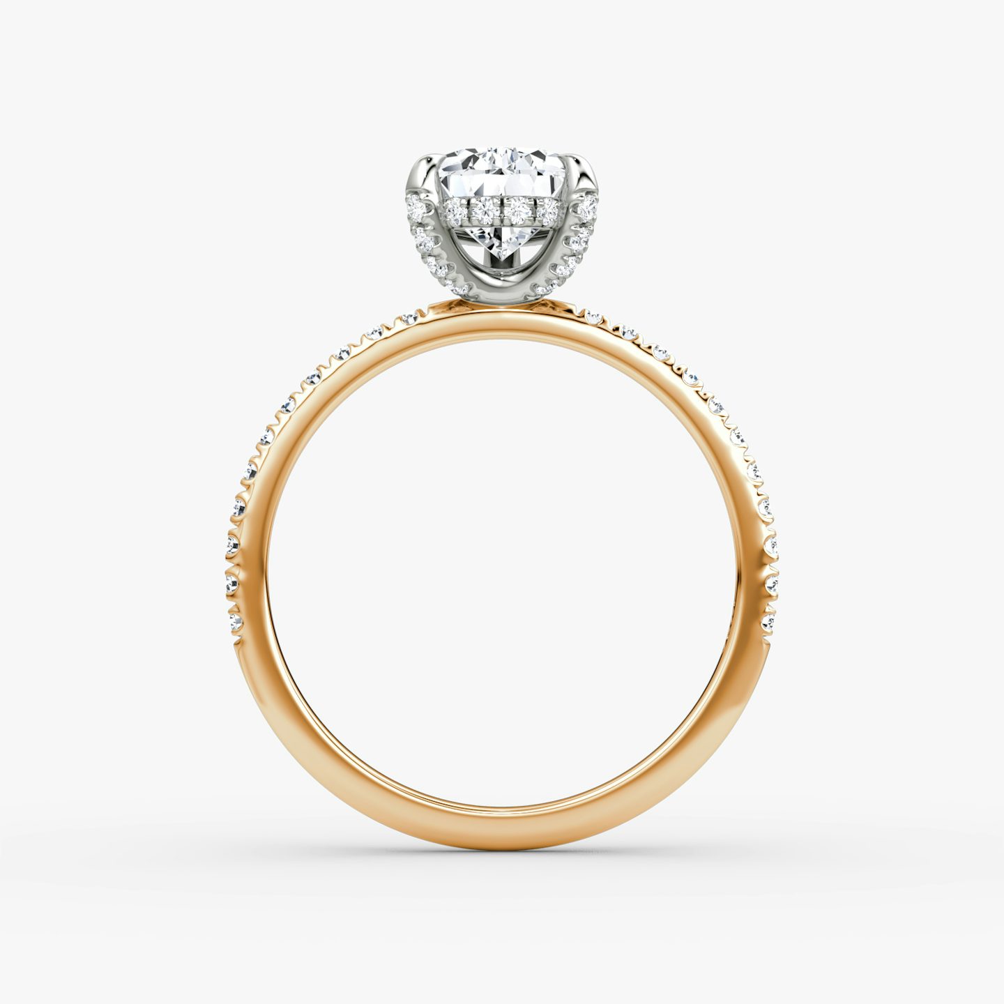 The Classic Hidden Halo | Pear | 14k | Rose Gold and Platinum | bandAccent: Pavé | bandWidth: standard | prongStyle: Pavé | diamondOrientation: vertical | caratWeight: other