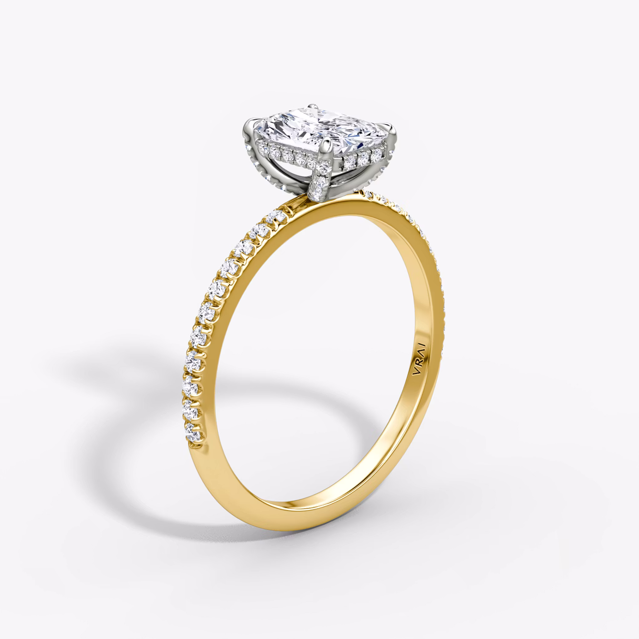 The Classic Hidden Halo Radiant | 18K Yellow Gold and Platinum