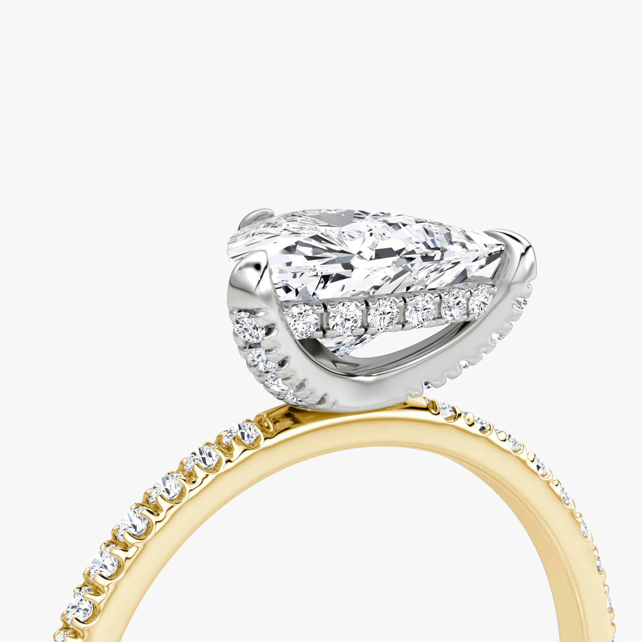 The Classic Hidden Halo | Trillion | 18k | Yellow Gold and Platinum | bandAccent: Pavé | bandWidth: standard | prongStyle: Pavé | diamondOrientation: vertical | caratWeight: other