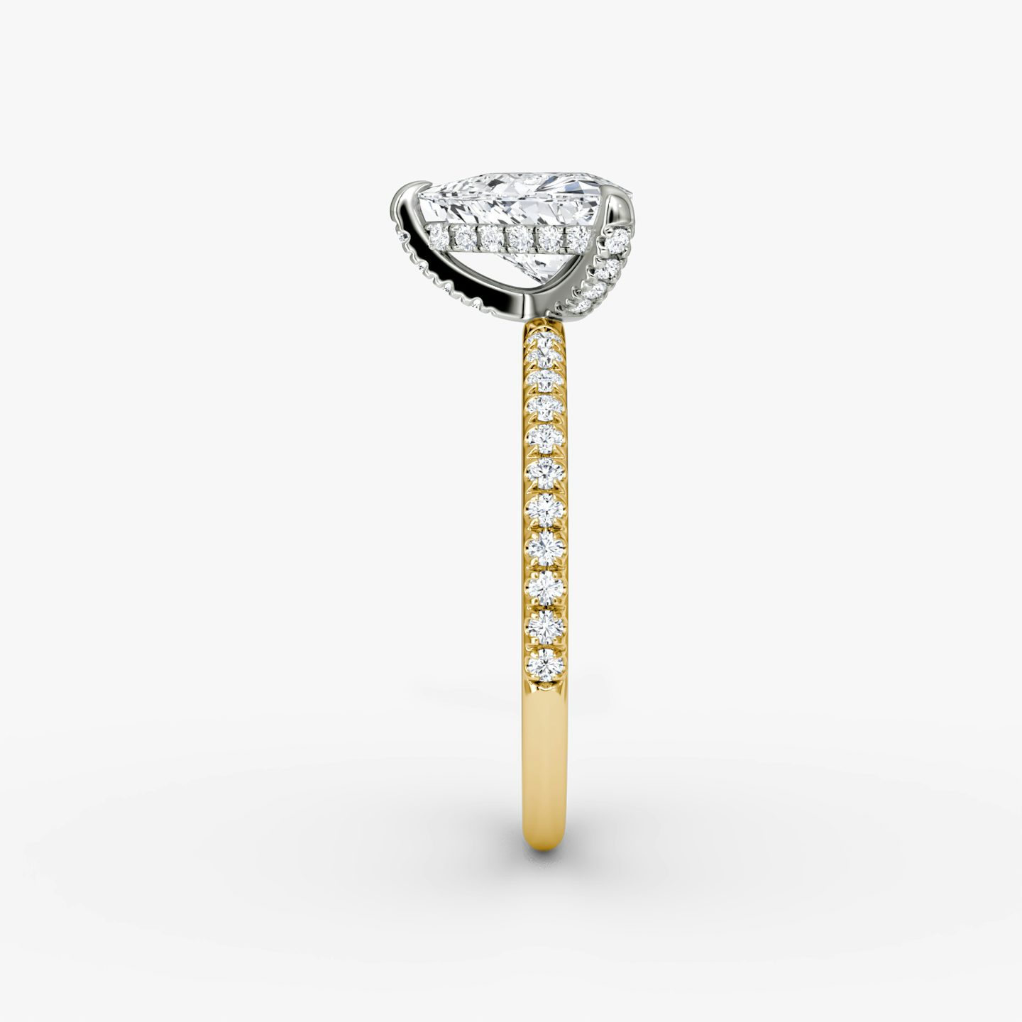 The Classic Hidden Halo | Trillion | 18k | Yellow Gold and Platinum | bandAccent: Plain | bandWidth: standard | prongStyle: Pavé | diamondOrientation: vertical | caratWeight: other