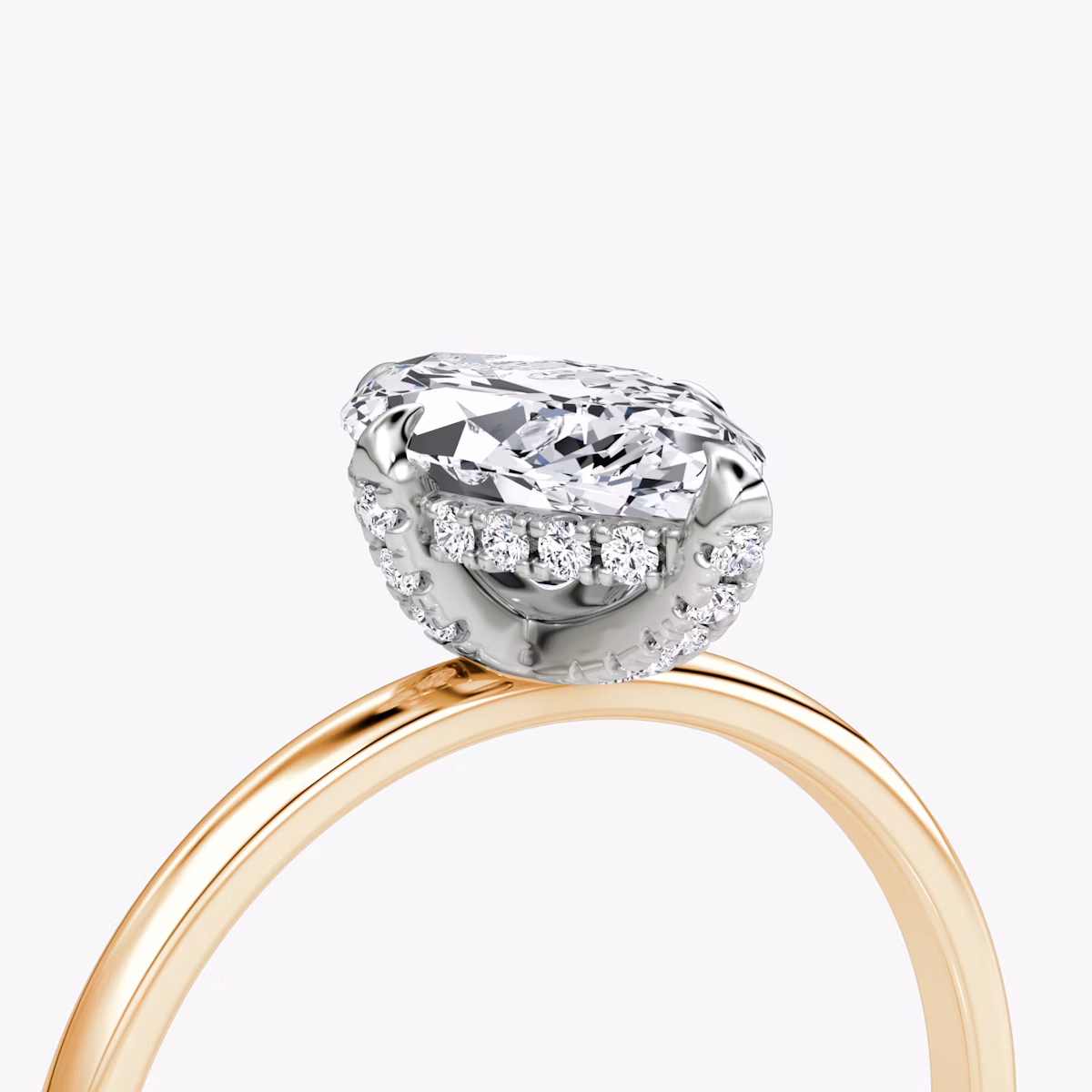 The Classic Hidden Halo | Marquise | 14k | Rose Gold and Platinum | bandAccent: Plain | bandWidth: standard | prongStyle: Pavé | diamondOrientation: vertical | caratWeight: other