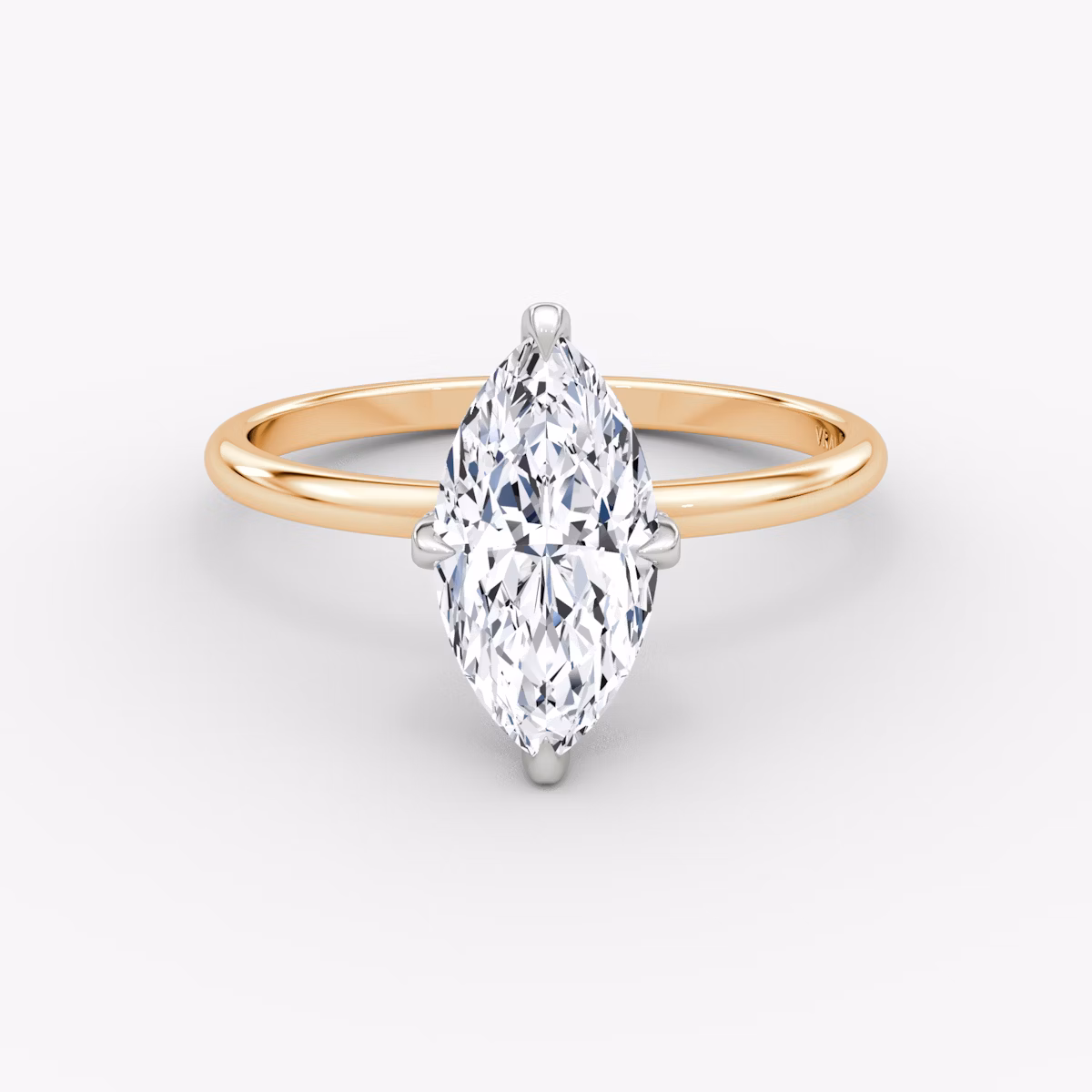 The Classic Hidden Halo | Marquise | 14k | Rose Gold and Platinum | bandAccent: Plain | bandWidth: standard | prongStyle: Pavé | diamondOrientation: vertical | caratWeight: other