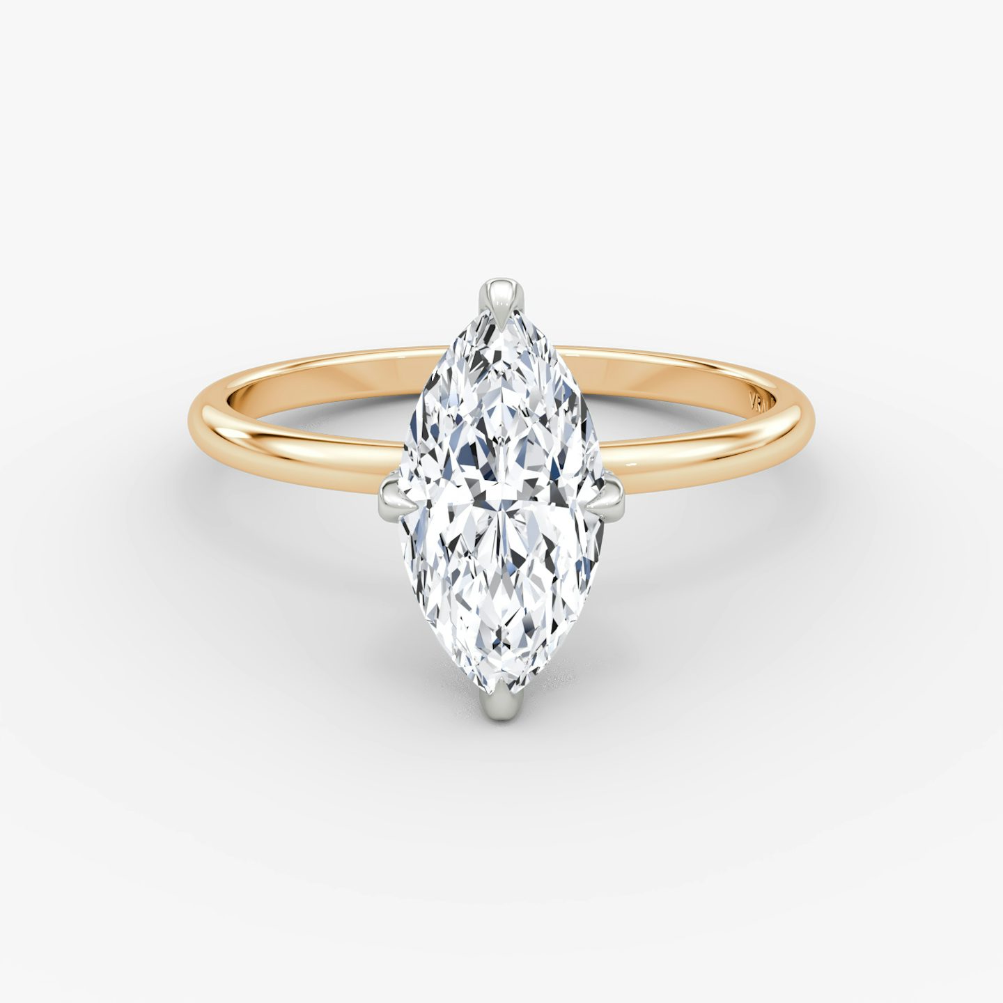 The Classic Hidden Halo | Marquise | 14k | Rose Gold and Platinum | bandAccent: Plain | bandWidth: standard | prongStyle: Pavé | diamondOrientation: vertical | caratWeight: other