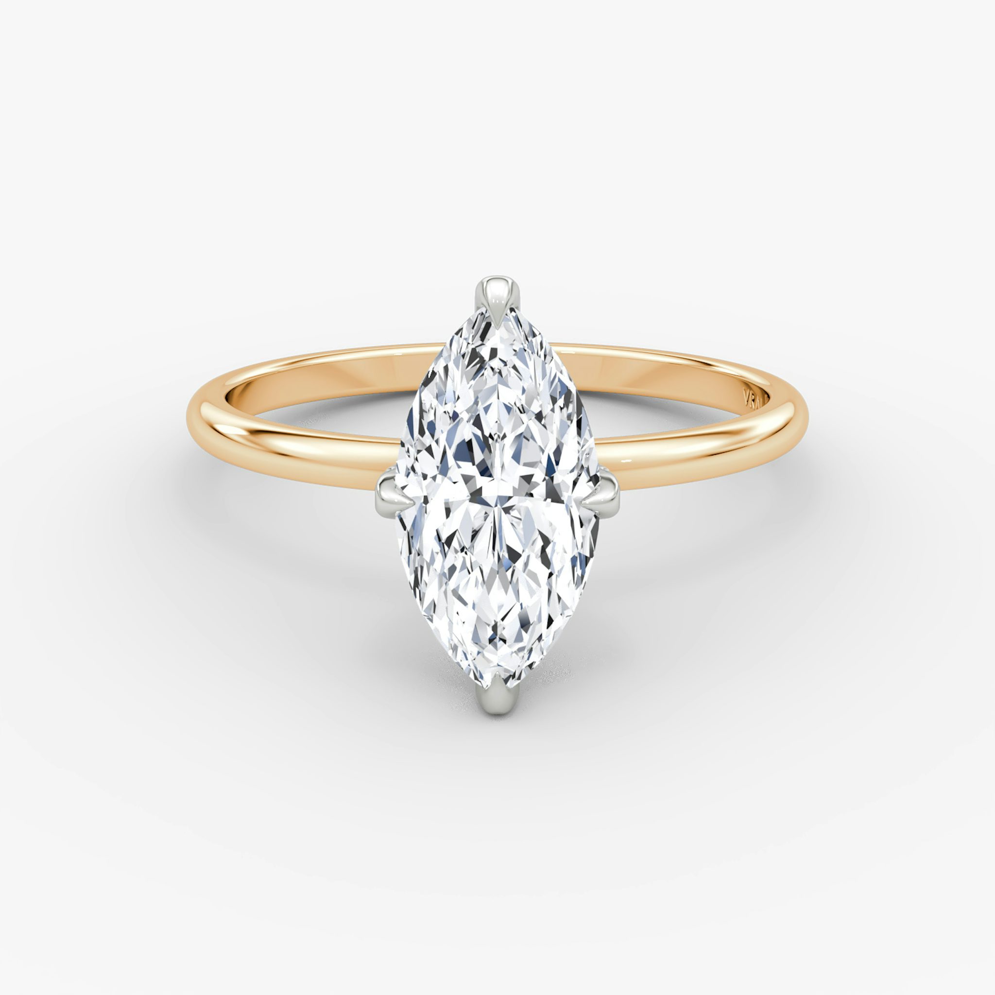 The Classic Hidden Halo | Marquise | 14k | Rose Gold and Platinum | bandAccent: Plain | bandWidth: standard | prongStyle: Pavé | diamondOrientation: vertical | caratWeight: other