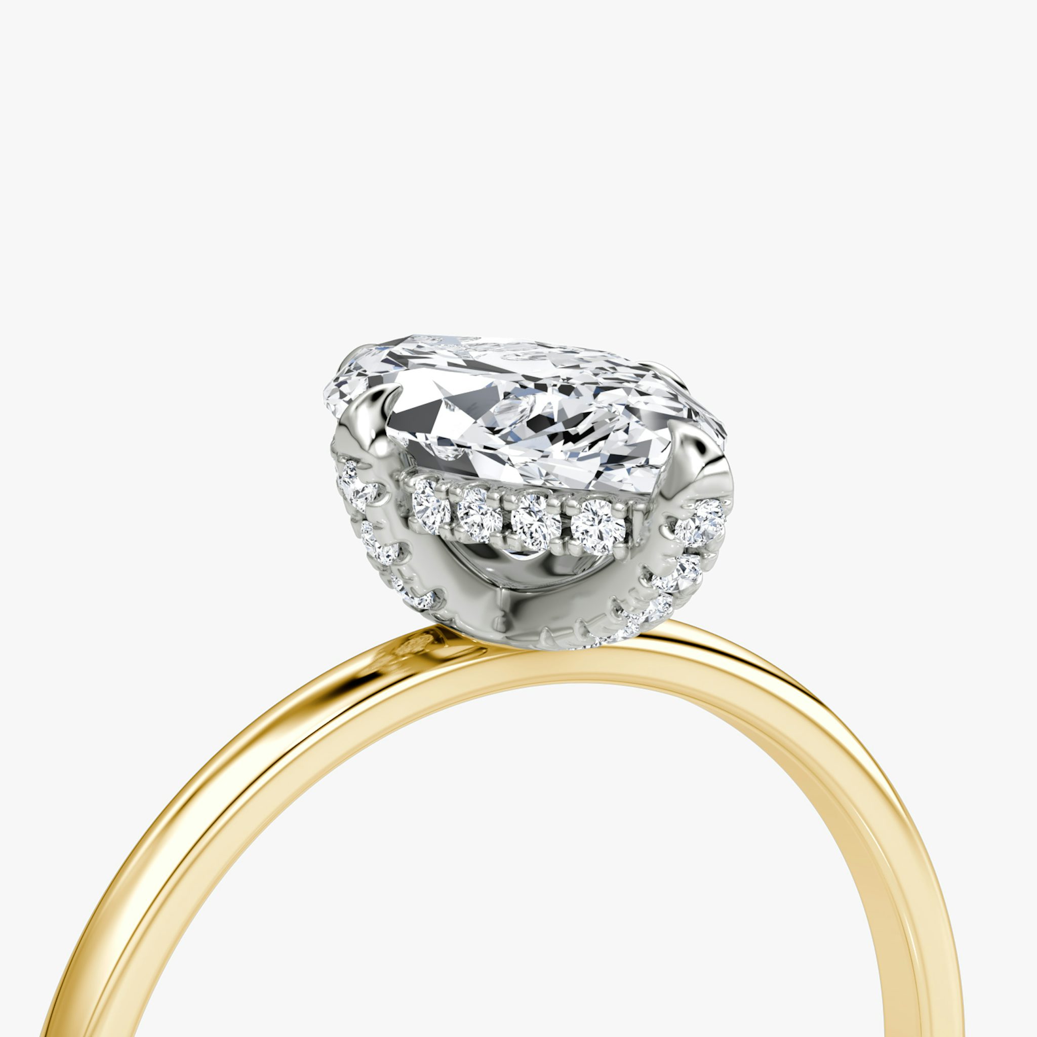 The Classic Hidden Halo | Marquise | 18k | Yellow Gold and Platinum | bandAccent: Plain | bandWidth: standard | prongStyle: Pavé | diamondOrientation: vertical | caratWeight: other