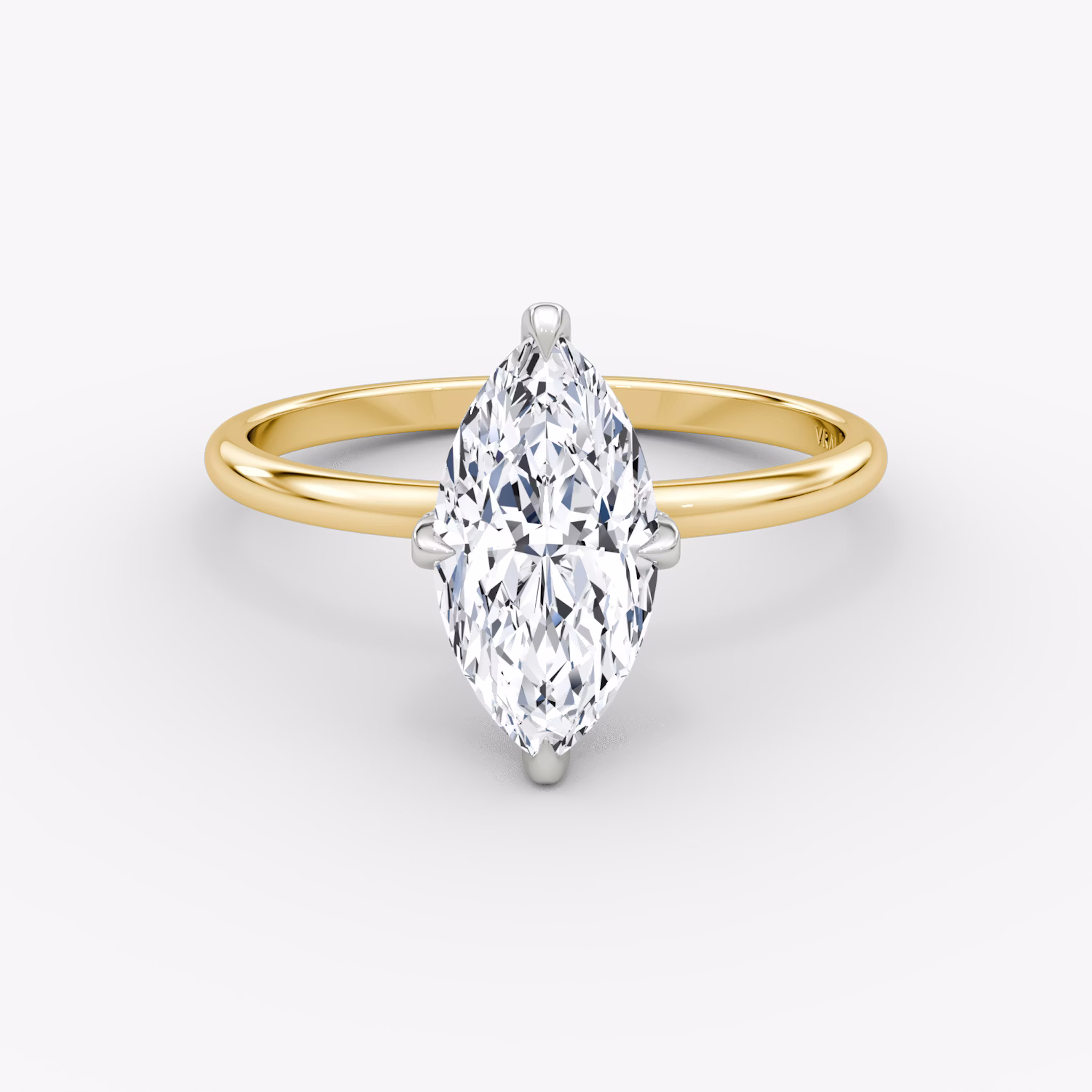 The Classic Hidden Halo | Marquise | 18k | Yellow Gold and Platinum | bandAccent: Plain | bandWidth: standard | prongStyle: Pavé | diamondOrientation: vertical | caratWeight: other
