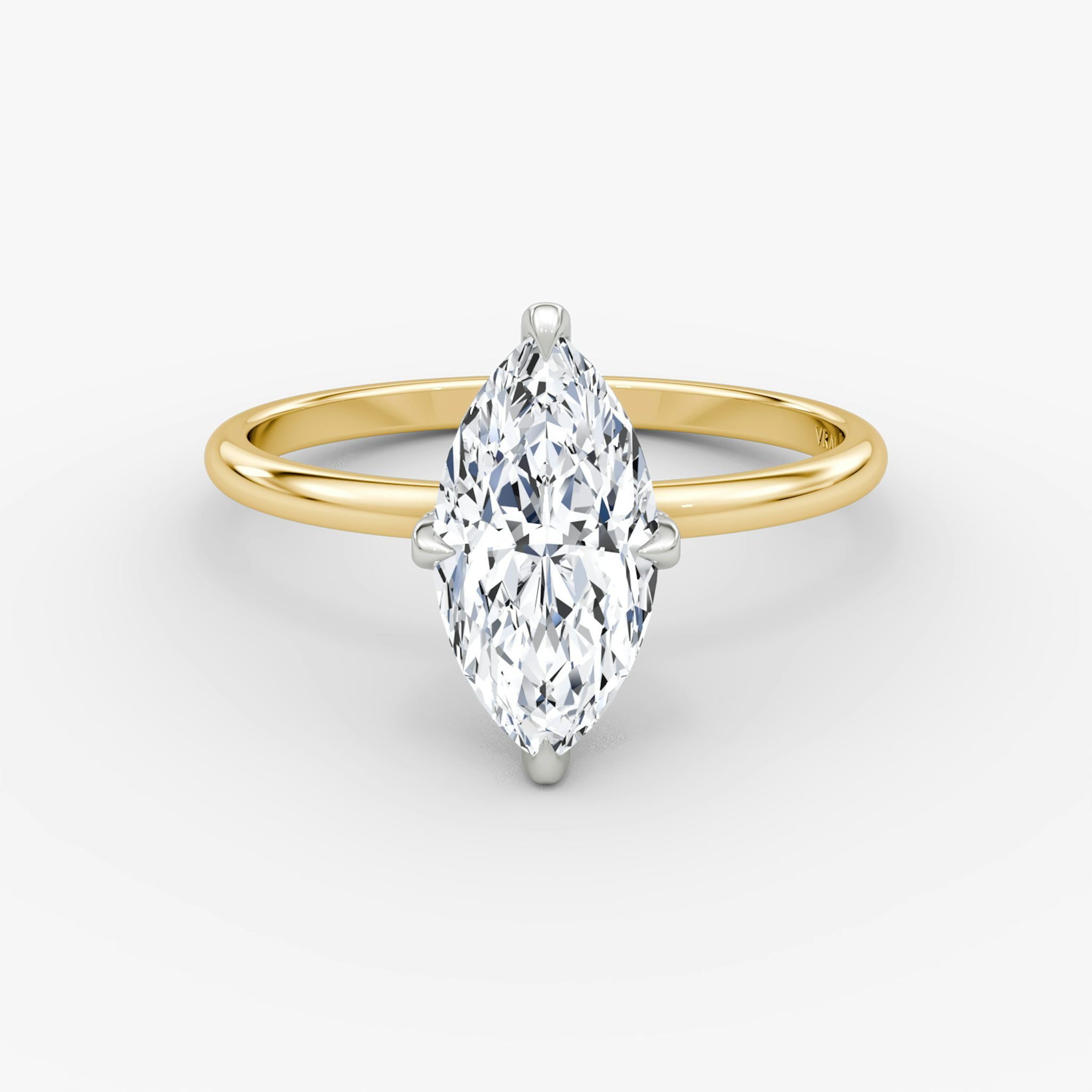 The Classic Hidden Halo | Marquise | 18k | Yellow Gold and Platinum | bandAccent: Plain | bandWidth: standard | prongStyle: Pavé | diamondOrientation: vertical | caratWeight: other