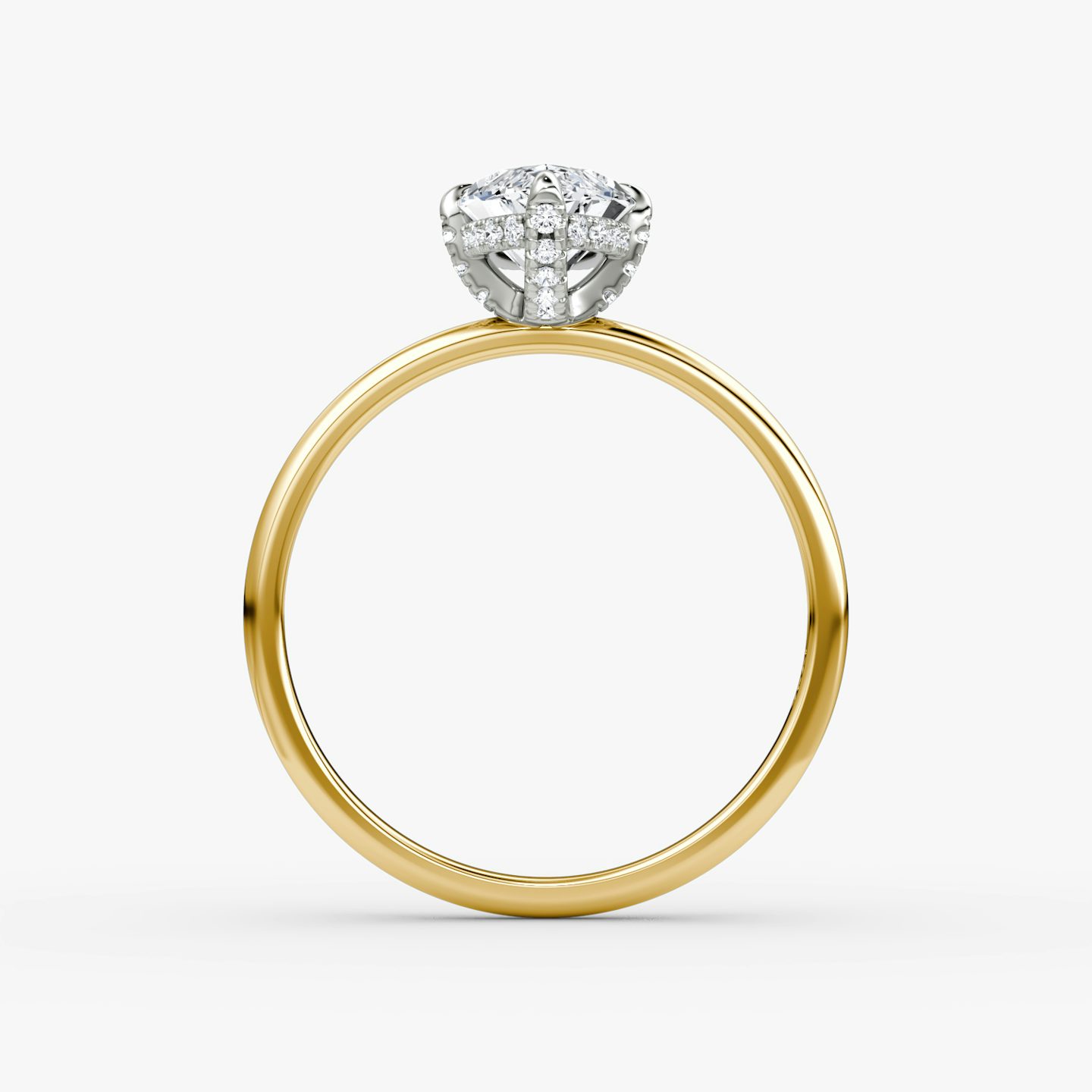 The Classic Hidden Halo | Marquise | 18k | Yellow Gold and Platinum | bandAccent: Plain | bandWidth: standard | prongStyle: Pavé | diamondOrientation: vertical | caratWeight: other
