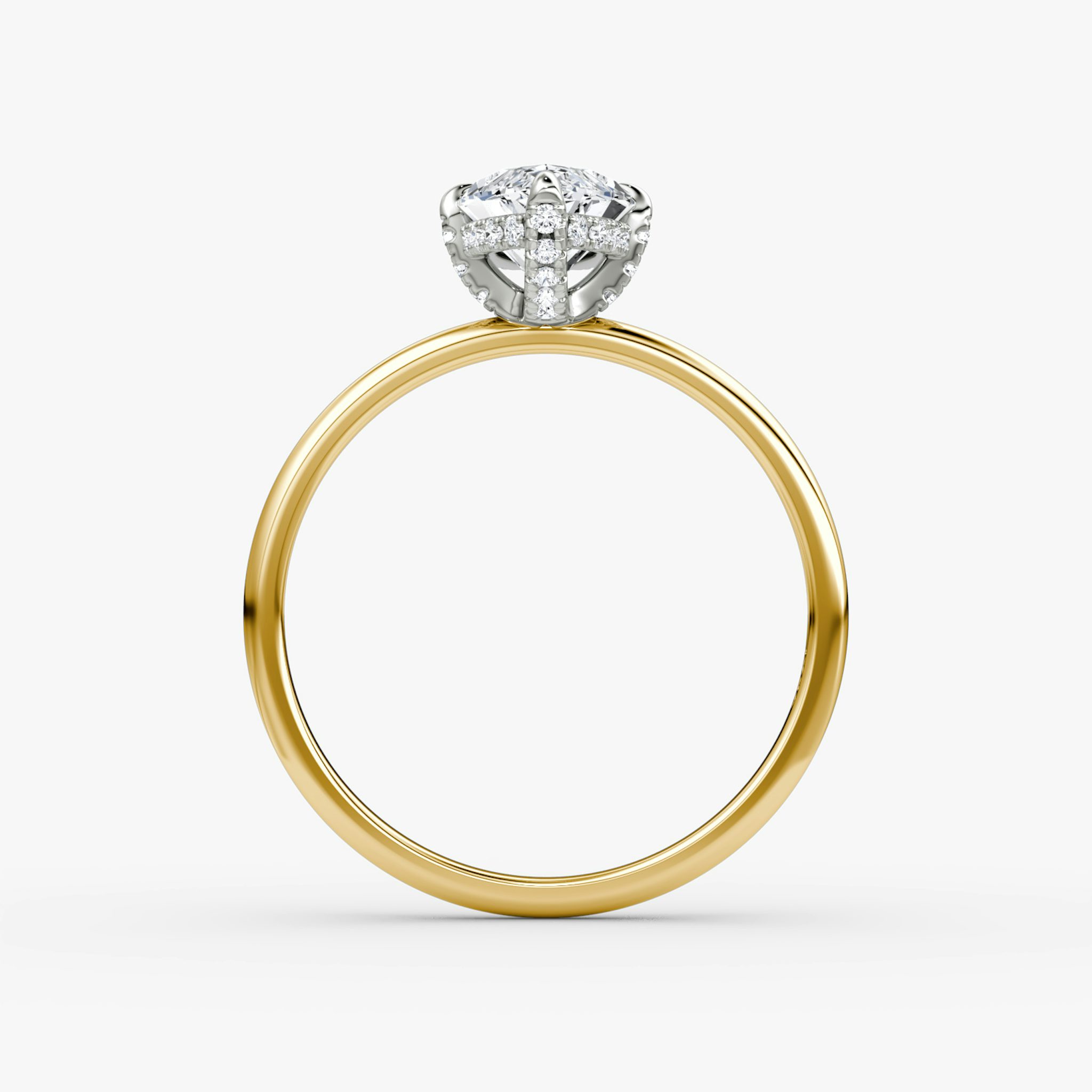 The Classic Hidden Halo | Marquise | 18k | Yellow Gold and Platinum | bandAccent: Plain | bandWidth: standard | prongStyle: Pavé | diamondOrientation: vertical | caratWeight: other