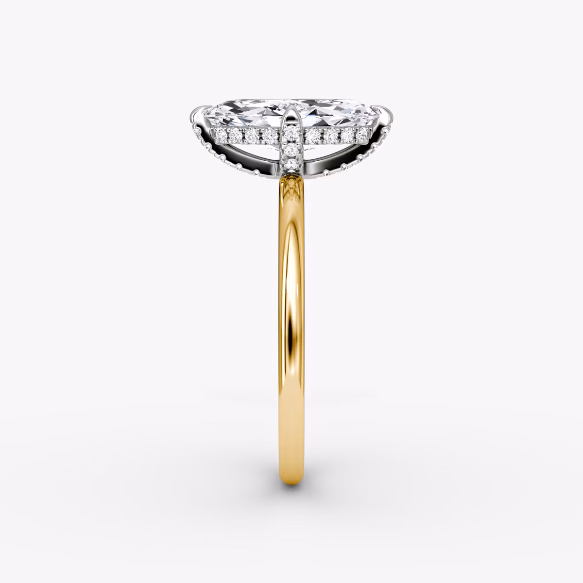 The Classic Hidden Halo | Marquise | 18k | Yellow Gold and Platinum | bandAccent: Plain | bandWidth: standard | prongStyle: Pavé | diamondOrientation: vertical | caratWeight: other