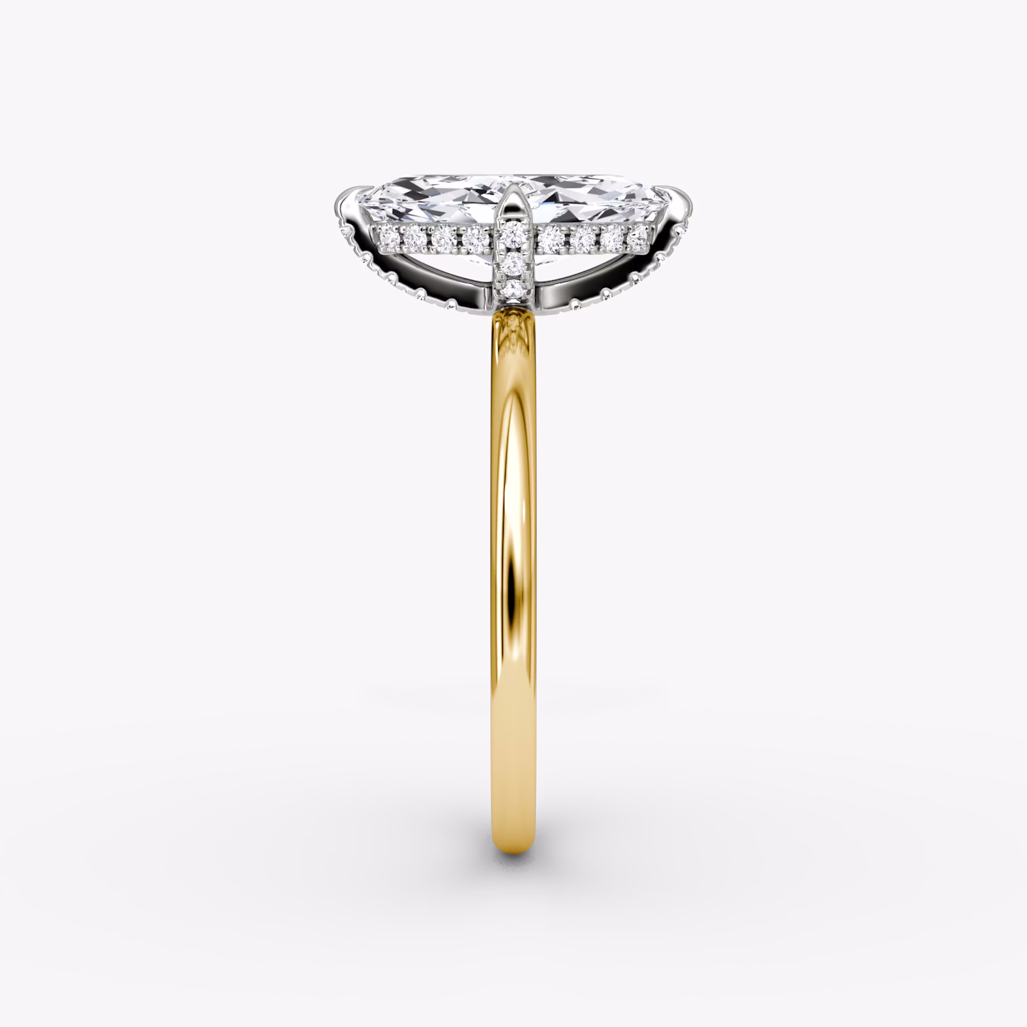 The Classic Hidden Halo | Marquise | 18k | Yellow Gold and Platinum | bandAccent: Plain | bandWidth: standard | prongStyle: Pavé | diamondOrientation: vertical | caratWeight: other