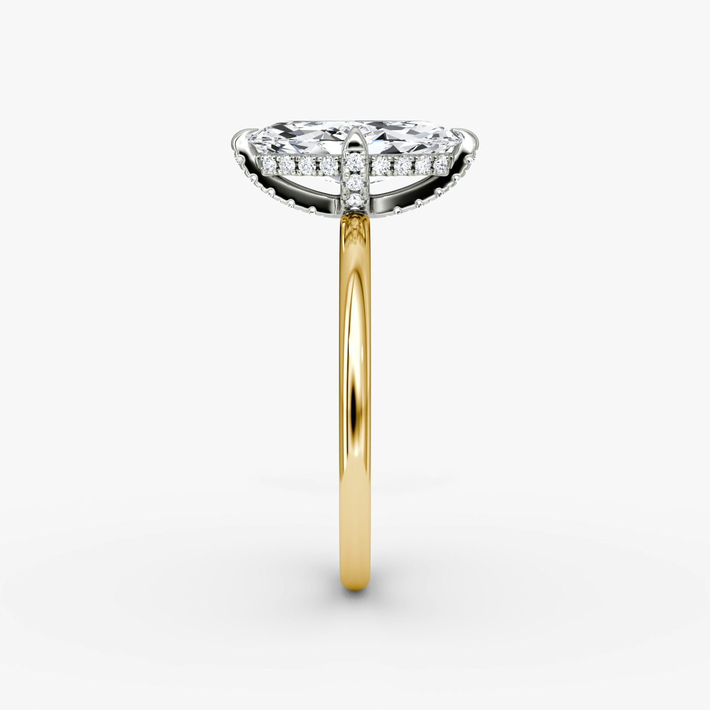 The Classic Hidden Halo | Marquise | 18k | Yellow Gold and Platinum | bandAccent: Plain | bandWidth: standard | prongStyle: Pavé | diamondOrientation: vertical | caratWeight: other