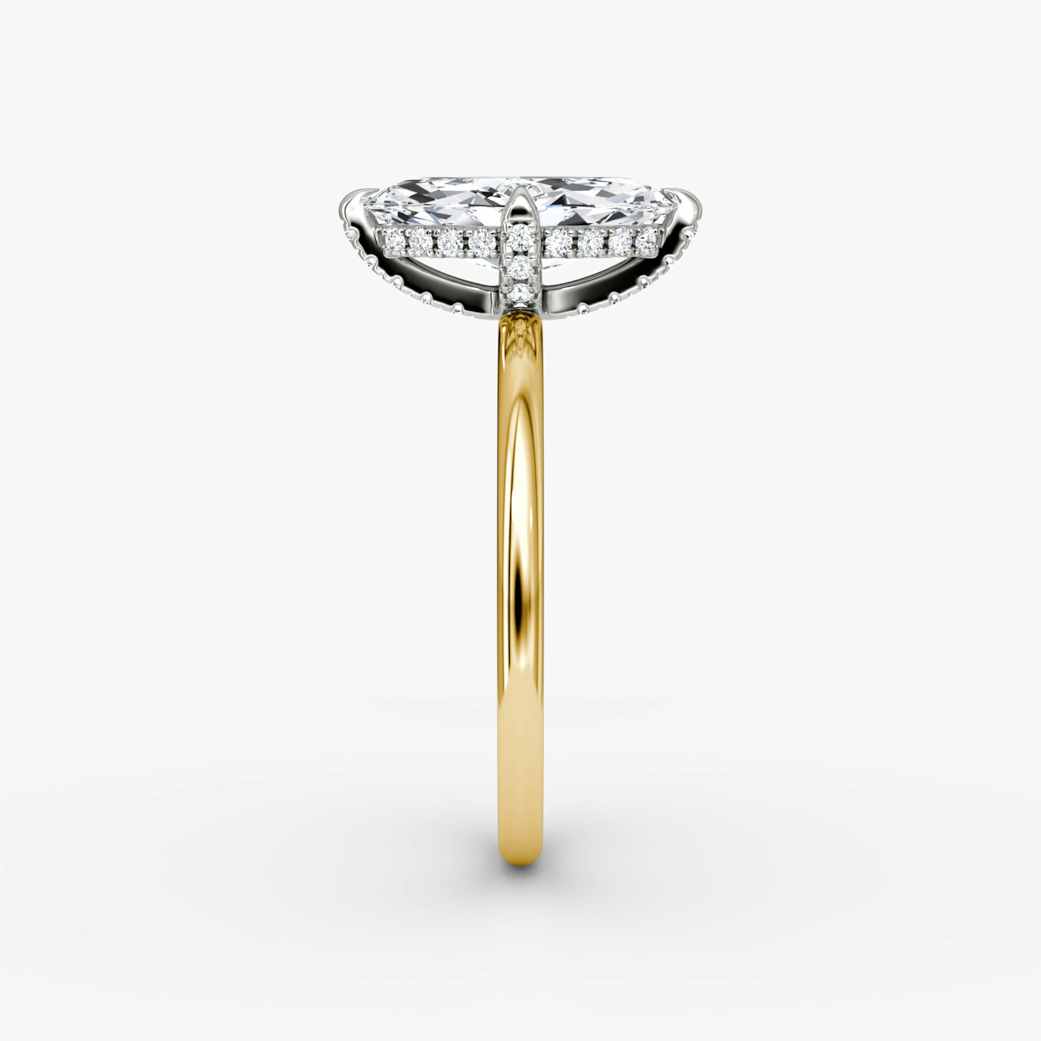 The Classic Hidden Halo | Marquise | 18k | Yellow Gold and Platinum | bandAccent: Plain | bandWidth: standard | prongStyle: Pavé | diamondOrientation: vertical | caratWeight: other