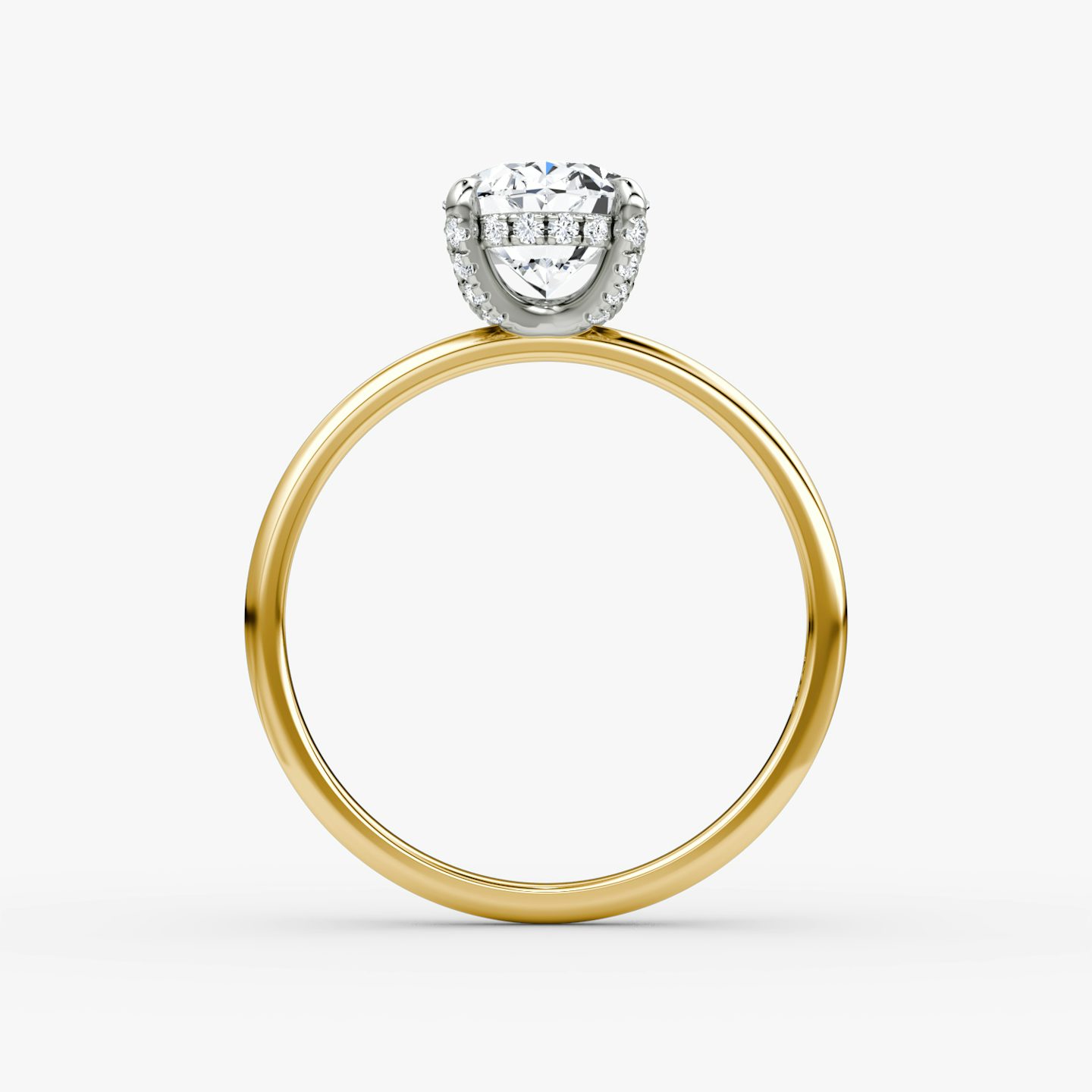 The Classic Hidden Halo | Oval | 18k | Yellow Gold and Platinum | bandAccent: Plain | bandWidth: standard | prongStyle: Pavé | diamondOrientation: vertical | caratWeight: other