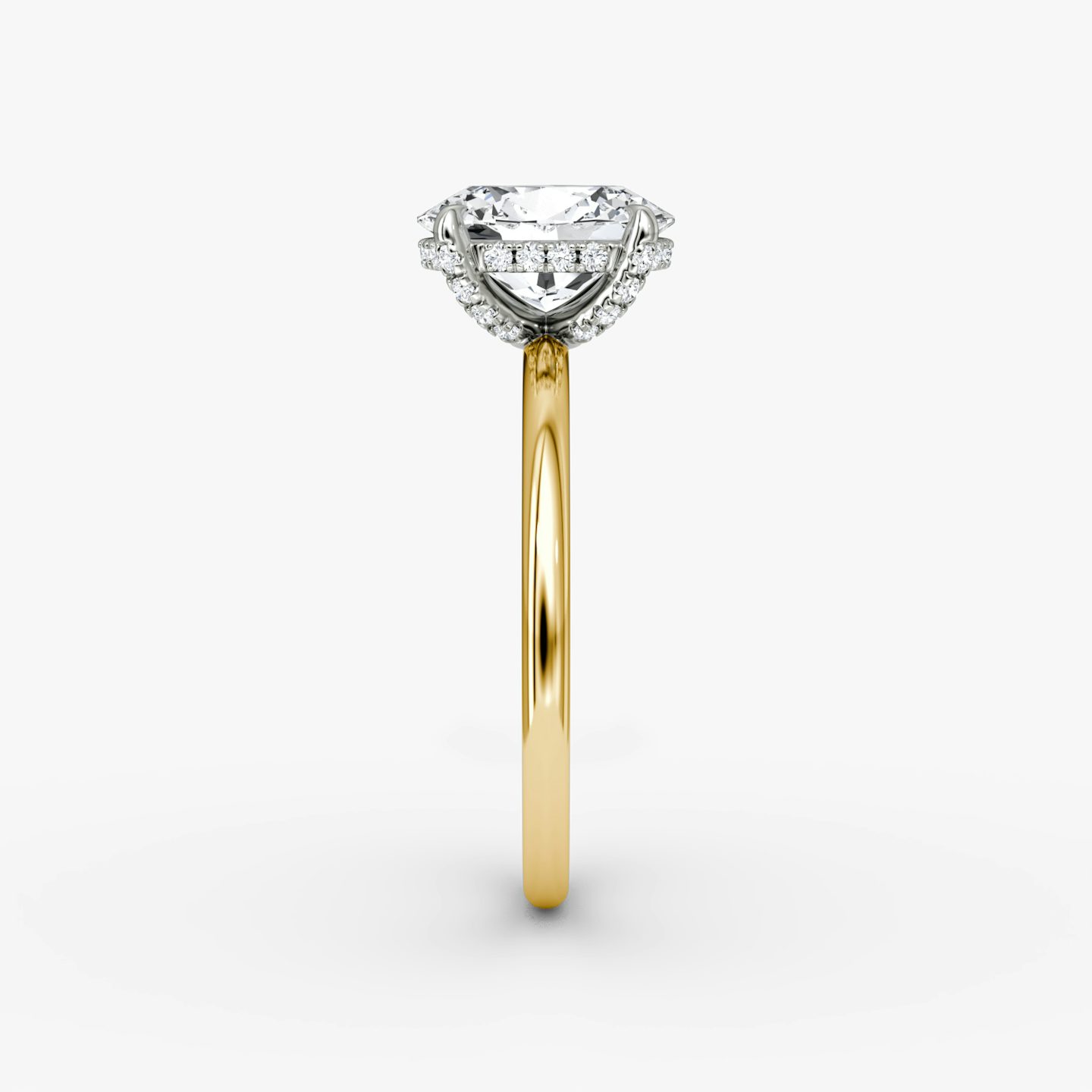 The Classic Hidden Halo | Oval | 18k | Yellow Gold and Platinum | bandAccent: Plain | bandWidth: standard | prongStyle: Pavé | diamondOrientation: vertical | caratWeight: other