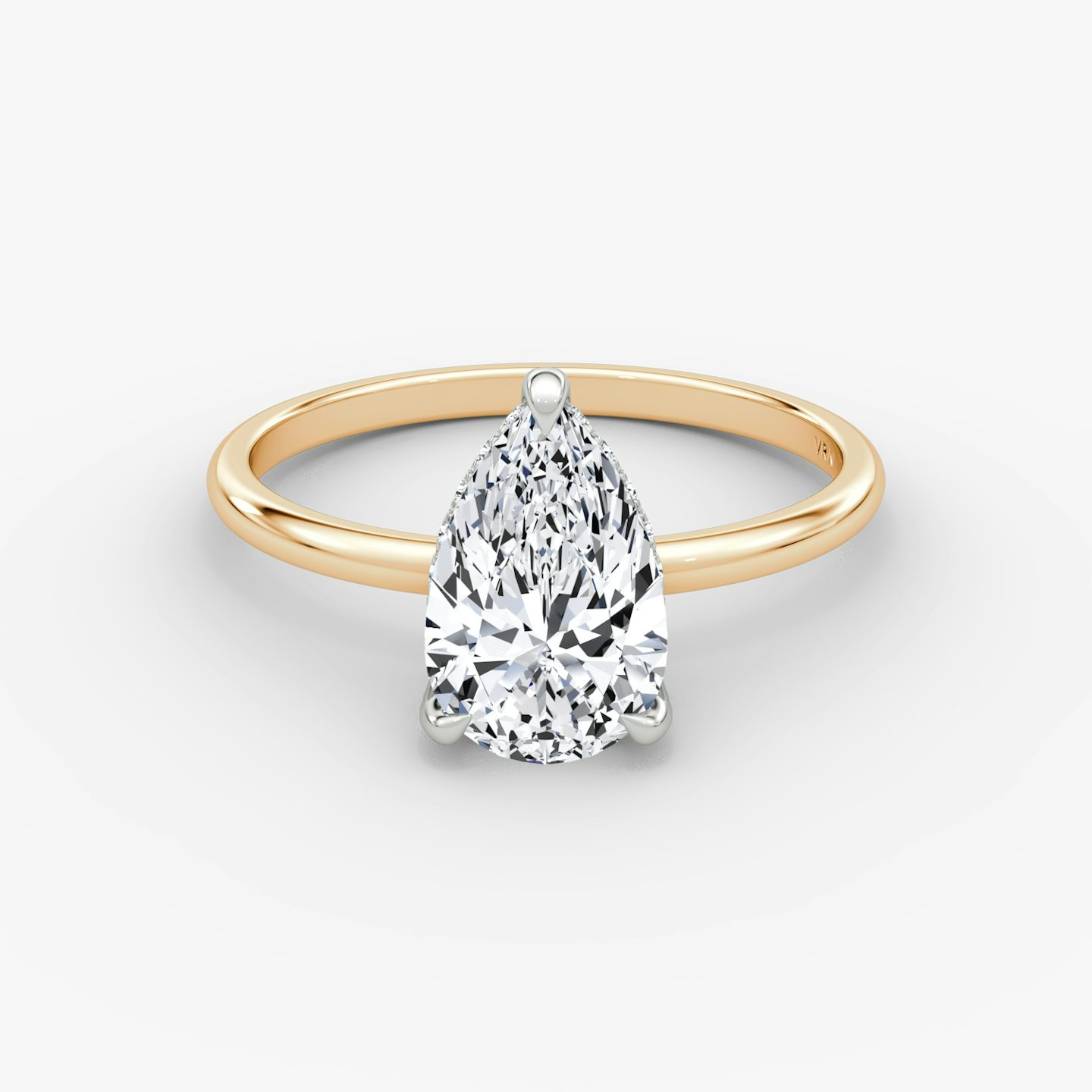 The Classic Hidden Halo | Pear | 14k | Rose Gold and Platinum | bandAccent: Plain | bandWidth: standard | prongStyle: Pavé | diamondOrientation: vertical | caratWeight: other