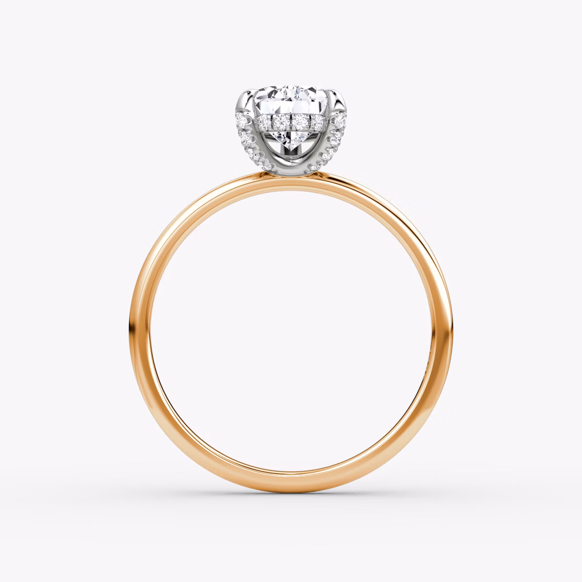 The Classic Hidden Halo | Pear | 14k | Rose Gold and Platinum | bandAccent: Plain | bandWidth: standard | prongStyle: Pavé | diamondOrientation: vertical | caratWeight: other