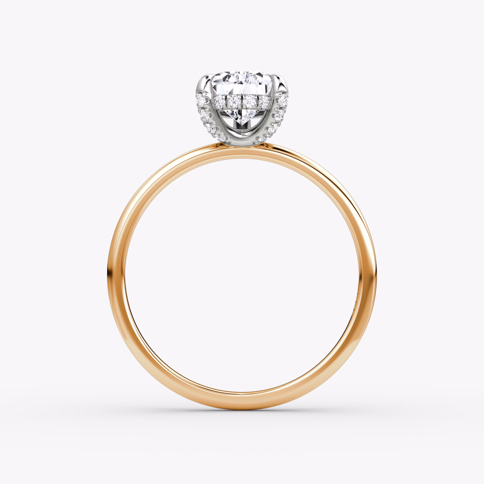 The Classic Hidden Halo | Pear | 14k | Rose Gold and Platinum | bandAccent: Plain | bandWidth: standard | prongStyle: Pavé | diamondOrientation: vertical | caratWeight: other