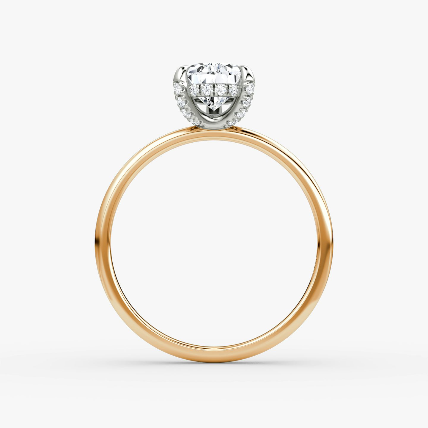 The Classic Hidden Halo | Pear | 14k | Rose Gold and Platinum | bandAccent: Plain | bandWidth: standard | prongStyle: Pavé | diamondOrientation: vertical | caratWeight: other