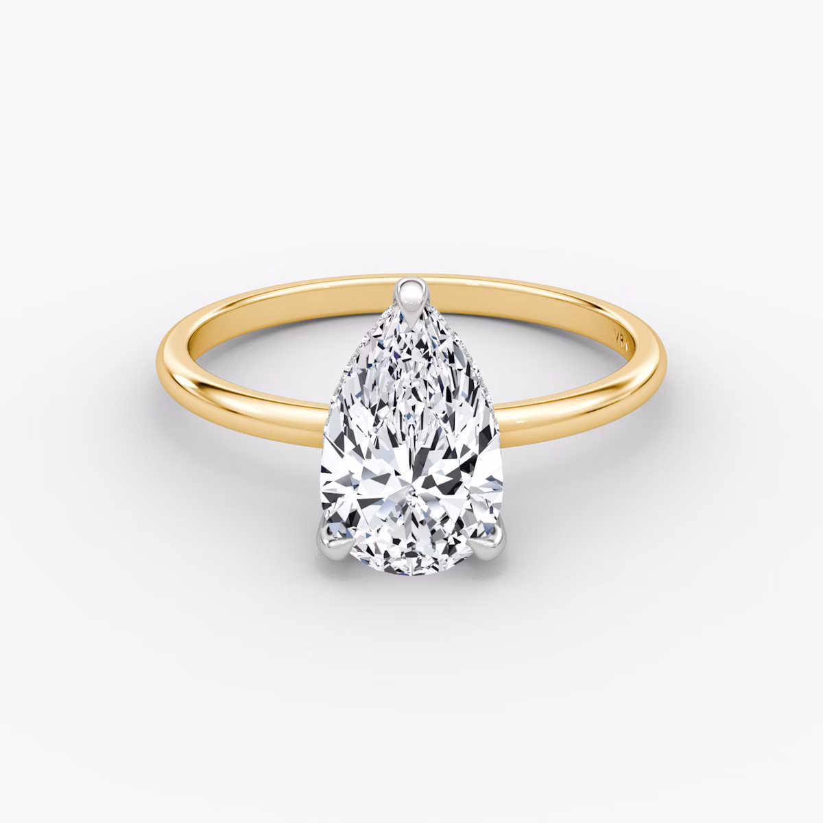 The Classic Hidden Halo | Pear | 18k | Yellow Gold and Platinum | bandAccent: Plain | bandWidth: standard | prongStyle: Pavé | diamondOrientation: vertical | caratWeight: other