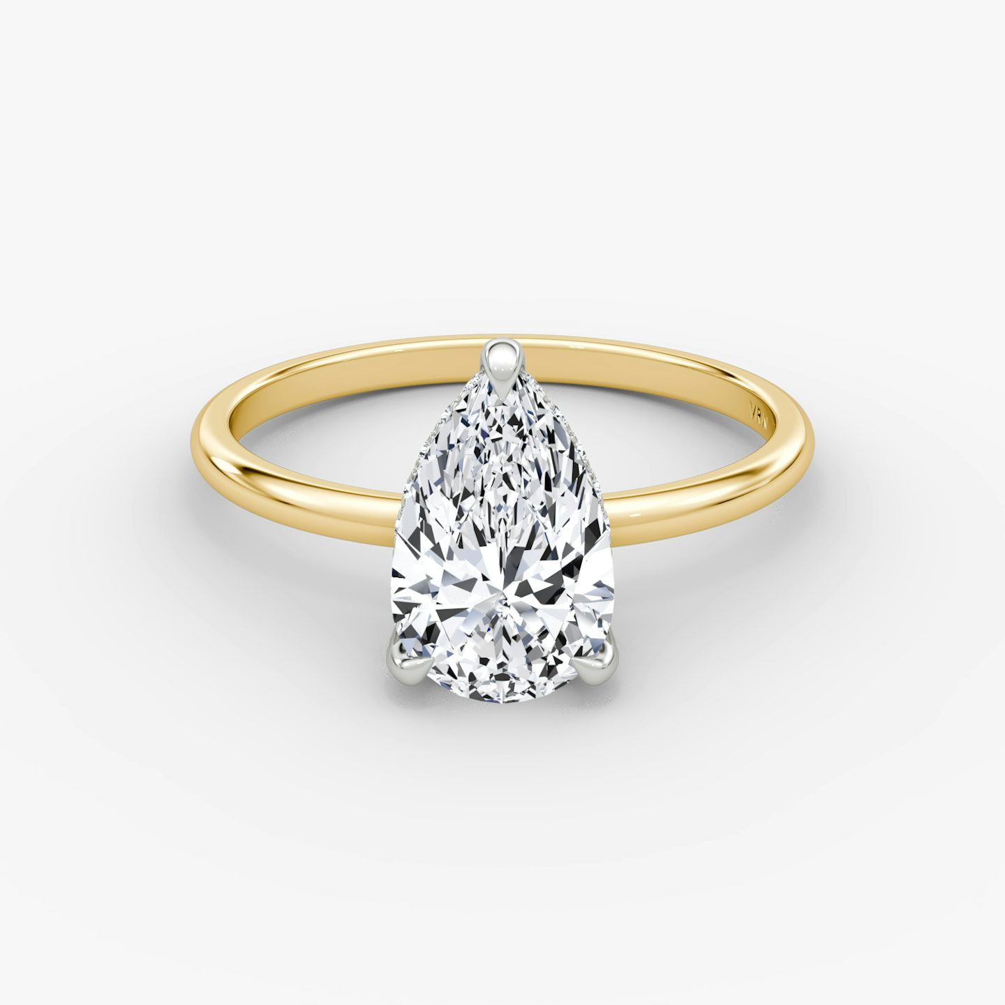 The Classic Hidden Halo | Pear | 18k | Yellow Gold and Platinum | bandAccent: Plain | bandWidth: standard | prongStyle: Pavé | diamondOrientation: vertical | caratWeight: other