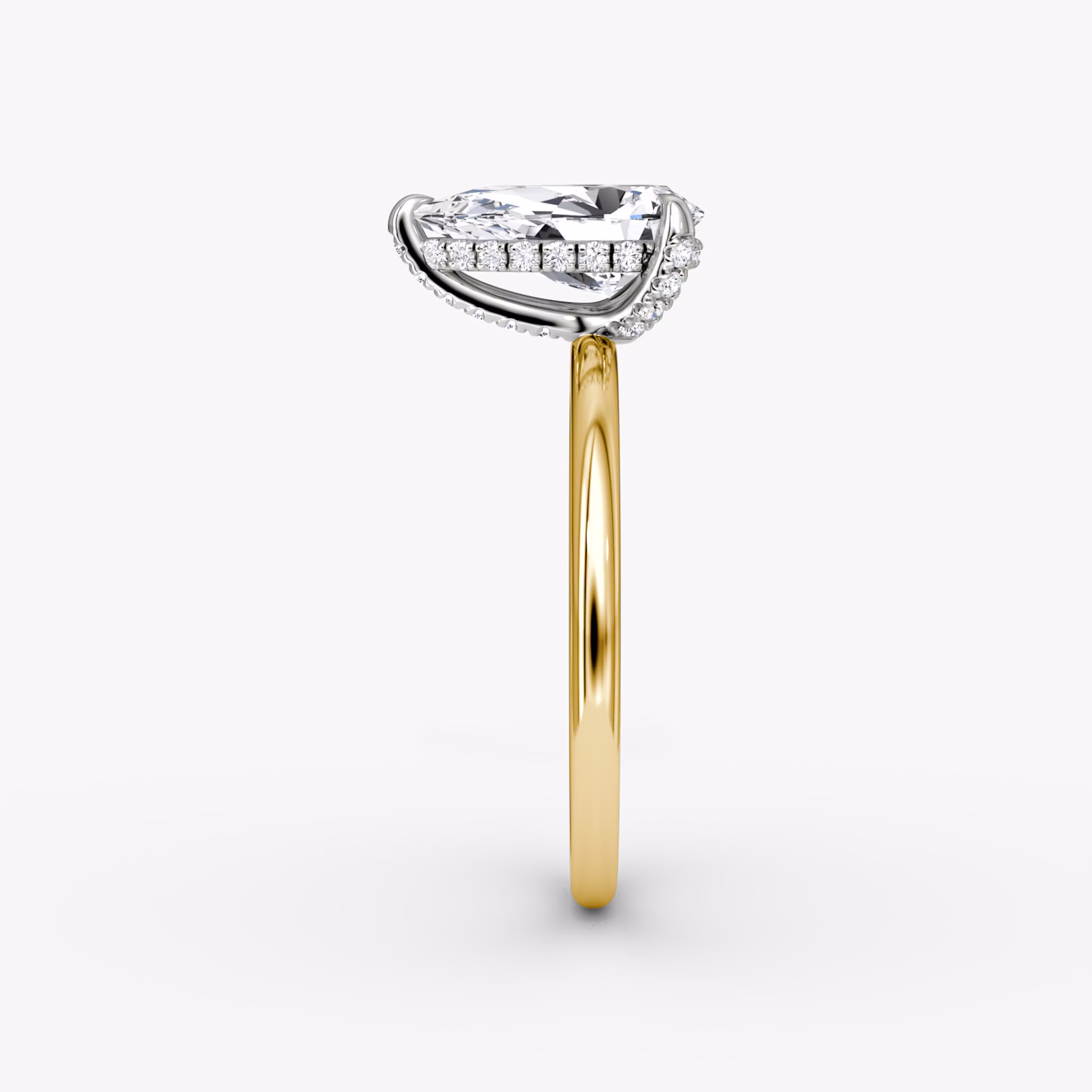 The Classic Hidden Halo | Pear | 18k | Yellow Gold and Platinum | bandAccent: Plain | bandWidth: standard | prongStyle: Pavé | diamondOrientation: vertical | caratWeight: other