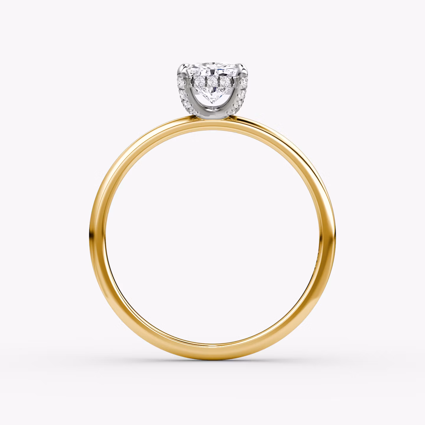 The Classic Hidden Halo | Radiant | 18k | Yellow Gold and Platinum | bandAccent: Plain | bandWidth: standard | prongStyle: Pavé | diamondOrientation: vertical | caratWeight: other