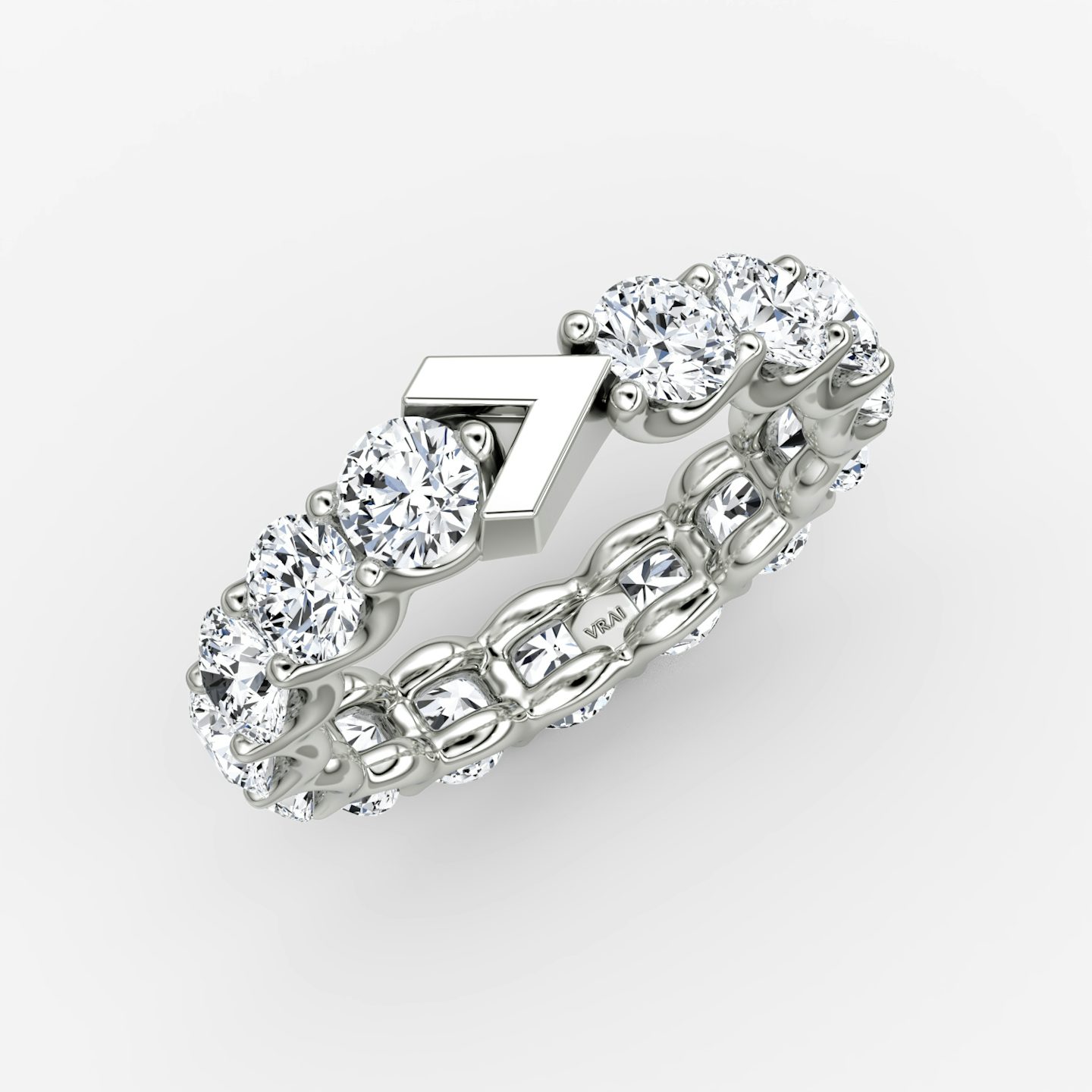 The V Eternity Band | Round Brilliant | 18k | White Gold | bandStyle: full | caratWeight: 3.75ct