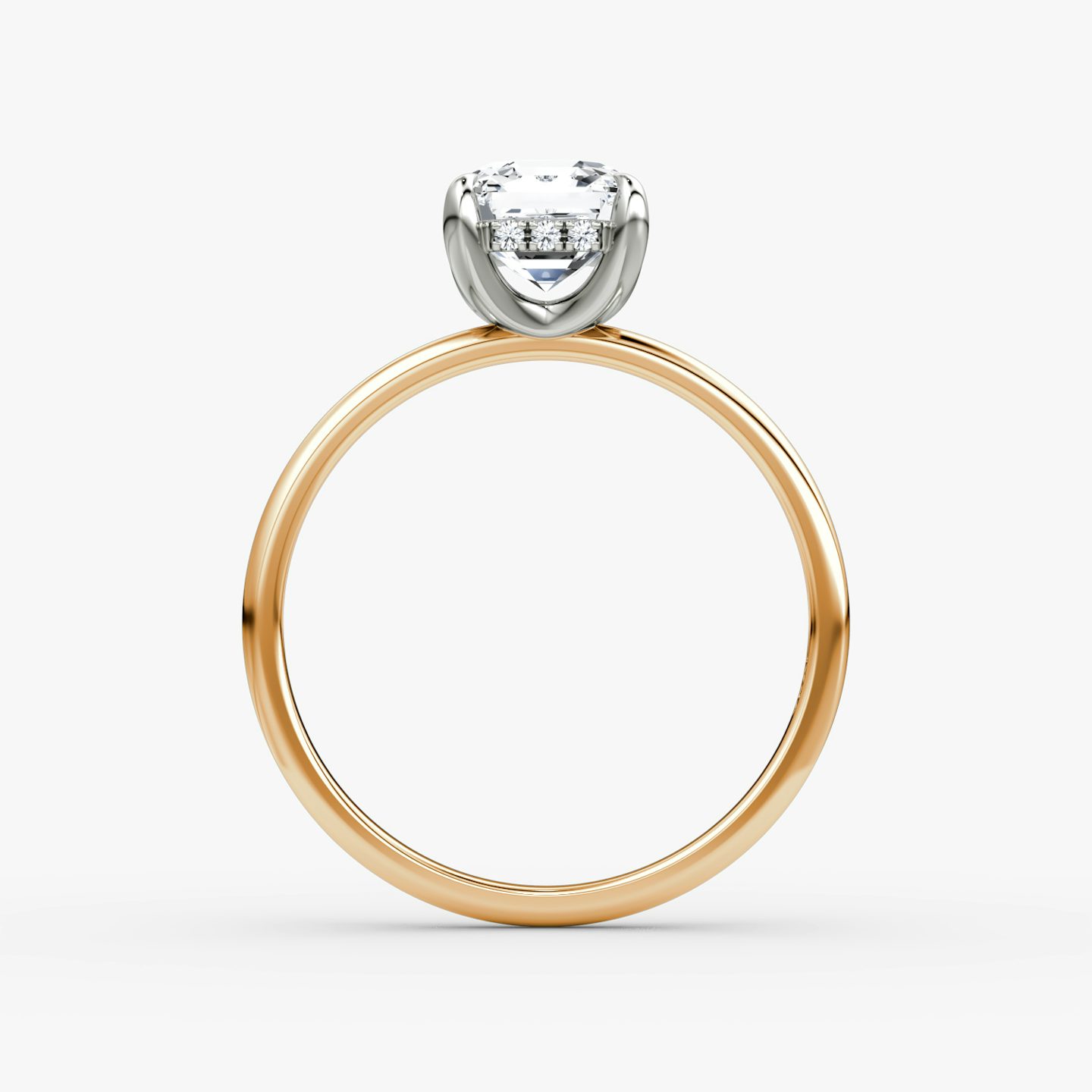 The Classic Hidden Halo | Asscher | 14k | Rose Gold and Platinum | bandAccent: Plain | bandWidth: standard | prongStyle: Plain | diamondOrientation: vertical | caratWeight: other