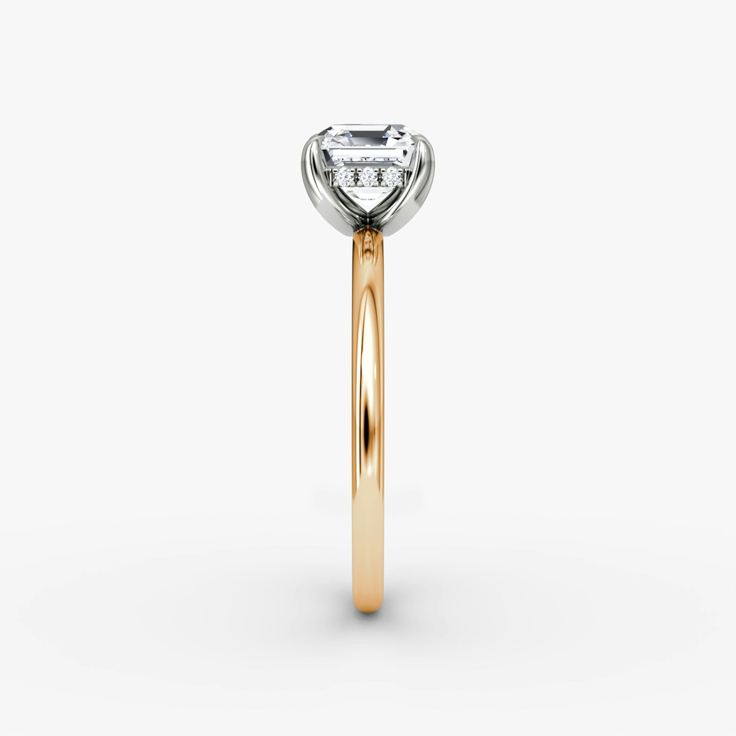 The Classic Hidden Halo | Asscher | 14k | Rose Gold and Platinum | bandAccent: Plain | bandWidth: standard | prongStyle: Plain | diamondOrientation: vertical | caratWeight: other
