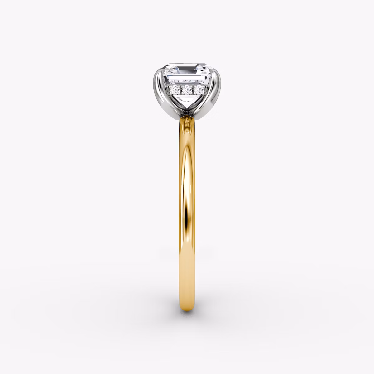The Classic Hidden Halo | Asscher | 18k | Yellow Gold and Platinum | bandAccent: Plain | bandWidth: standard | prongStyle: Plain | diamondOrientation: vertical | caratWeight: other