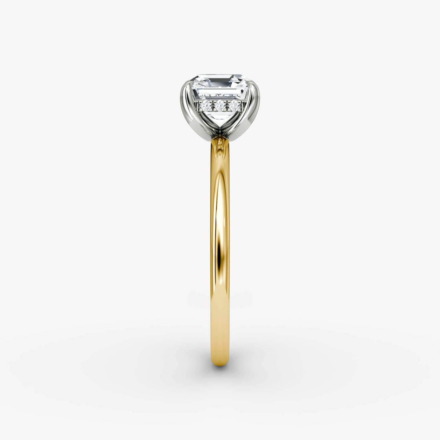The Classic Hidden Halo | Asscher | 18k | Yellow Gold and Platinum | bandAccent: Plain | bandWidth: standard | prongStyle: Plain | diamondOrientation: vertical | caratWeight: other