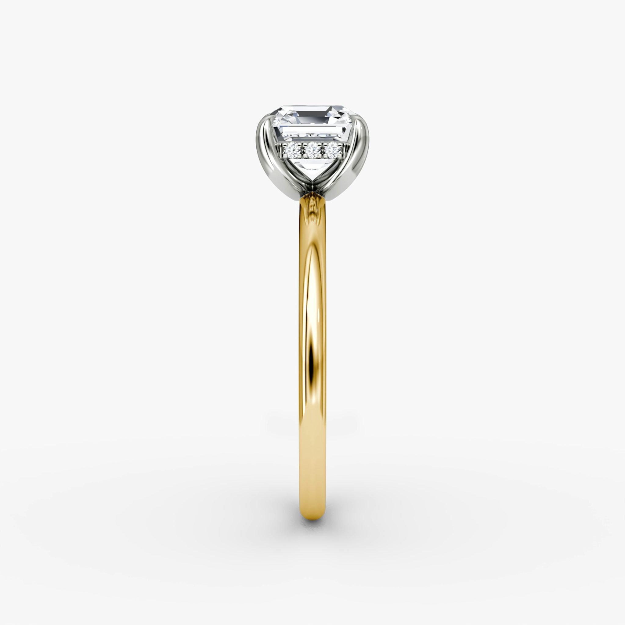 The Classic Hidden Halo | Asscher | 18k | Yellow Gold and Platinum | bandAccent: Plain | bandWidth: standard | prongStyle: Plain | diamondOrientation: vertical | caratWeight: other