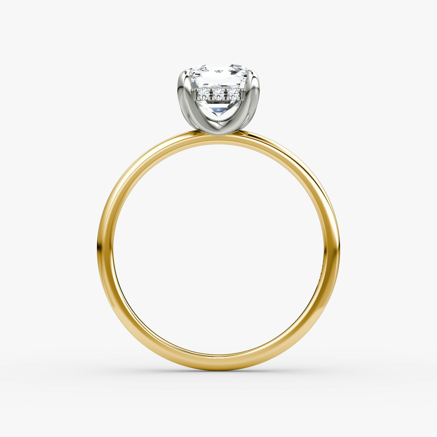 The Classic Hidden Halo | Asscher | 18k | Yellow Gold and Platinum | bandAccent: Plain | bandWidth: standard | prongStyle: Plain | diamondOrientation: vertical | caratWeight: other