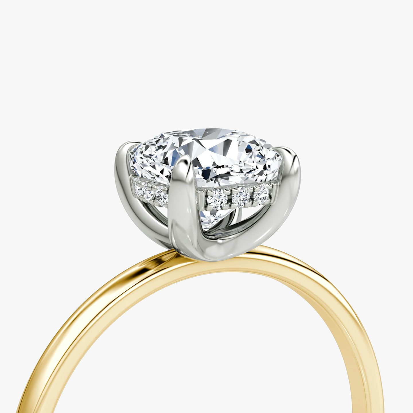 The Classic Hidden Halo | Cushion | 18k | Yellow Gold and Platinum | bandAccent: Plain | bandWidth: standard | prongStyle: Plain | diamondOrientation: vertical | caratWeight: other
