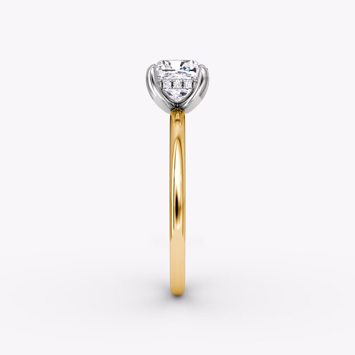 The Classic Hidden Halo | Cushion | 18k | Yellow Gold and Platinum | bandAccent: Plain | bandWidth: standard | prongStyle: Plain | diamondOrientation: vertical | caratWeight: other