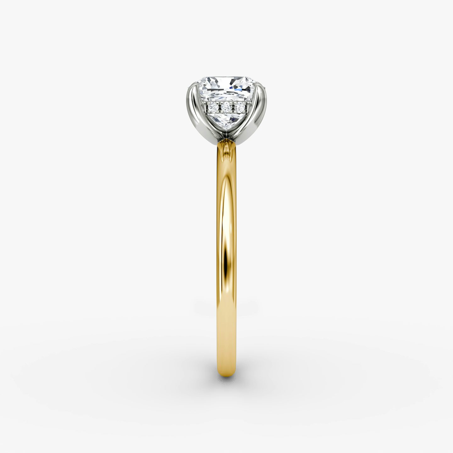 The Classic Hidden Halo | Cushion | 18k | Yellow Gold and Platinum | bandAccent: Plain | bandWidth: standard | prongStyle: Plain | diamondOrientation: vertical | caratWeight: other