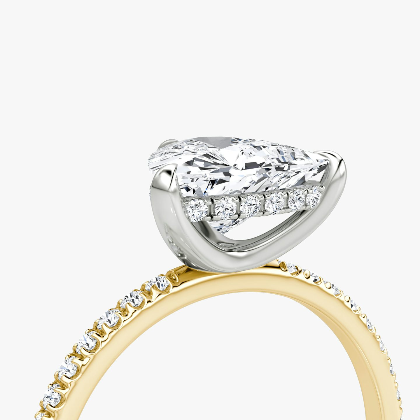 The Classic Hidden Halo | Trillion | 18k | Yellow Gold and Platinum | bandAccent: Pavé | bandWidth: standard | prongStyle: Plain | diamondOrientation: vertical | caratWeight: other