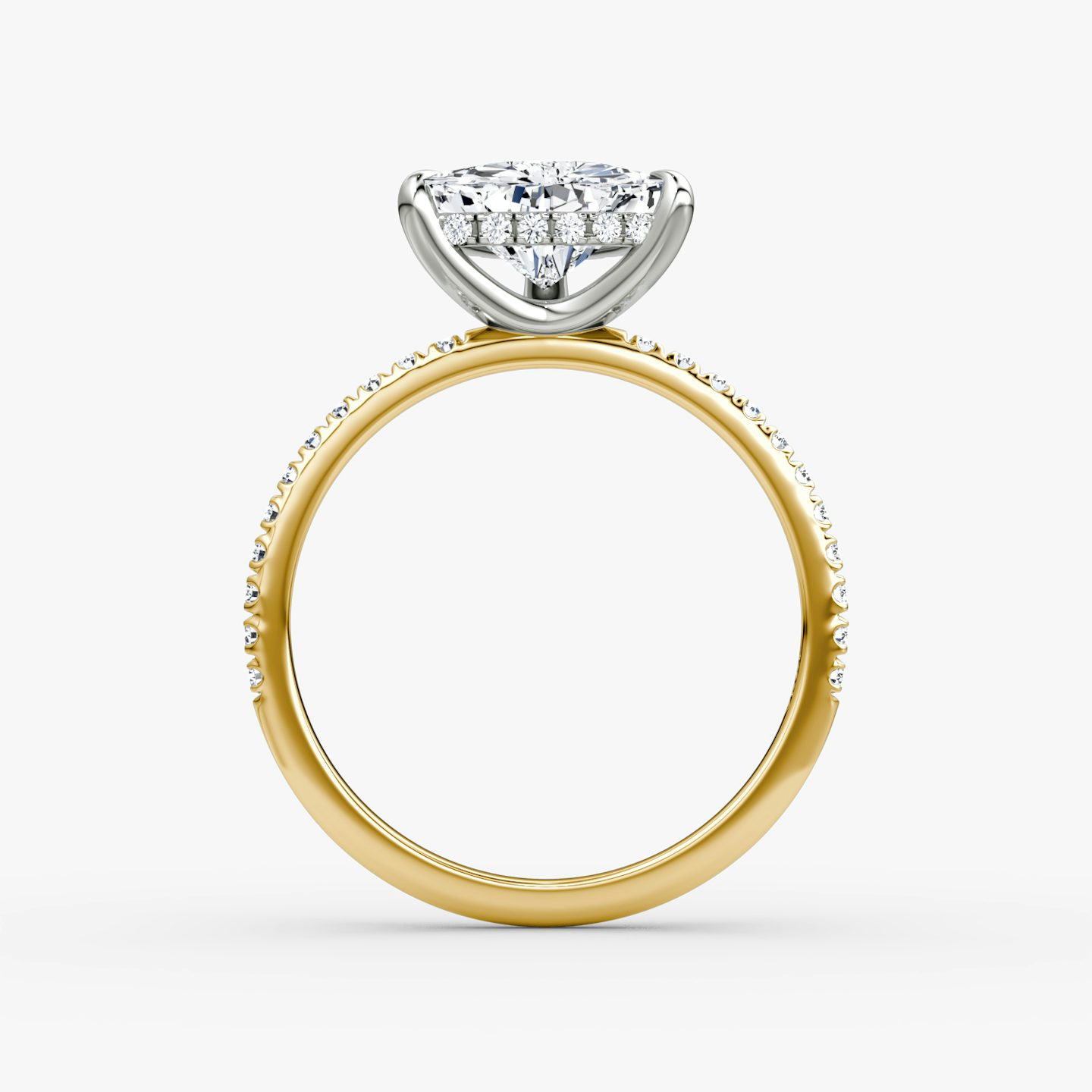 The Classic Hidden Halo | Trillion | 18k | Yellow Gold and Platinum | bandAccent: Pavé | bandWidth: standard | prongStyle: Plain | diamondOrientation: vertical | caratWeight: other