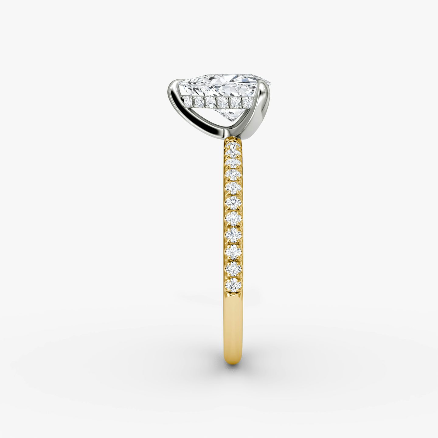 The Classic Hidden Halo | Trillion | 18k | Yellow Gold and Platinum | bandAccent: Pavé | bandWidth: standard | prongStyle: Plain | diamondOrientation: vertical | caratWeight: other