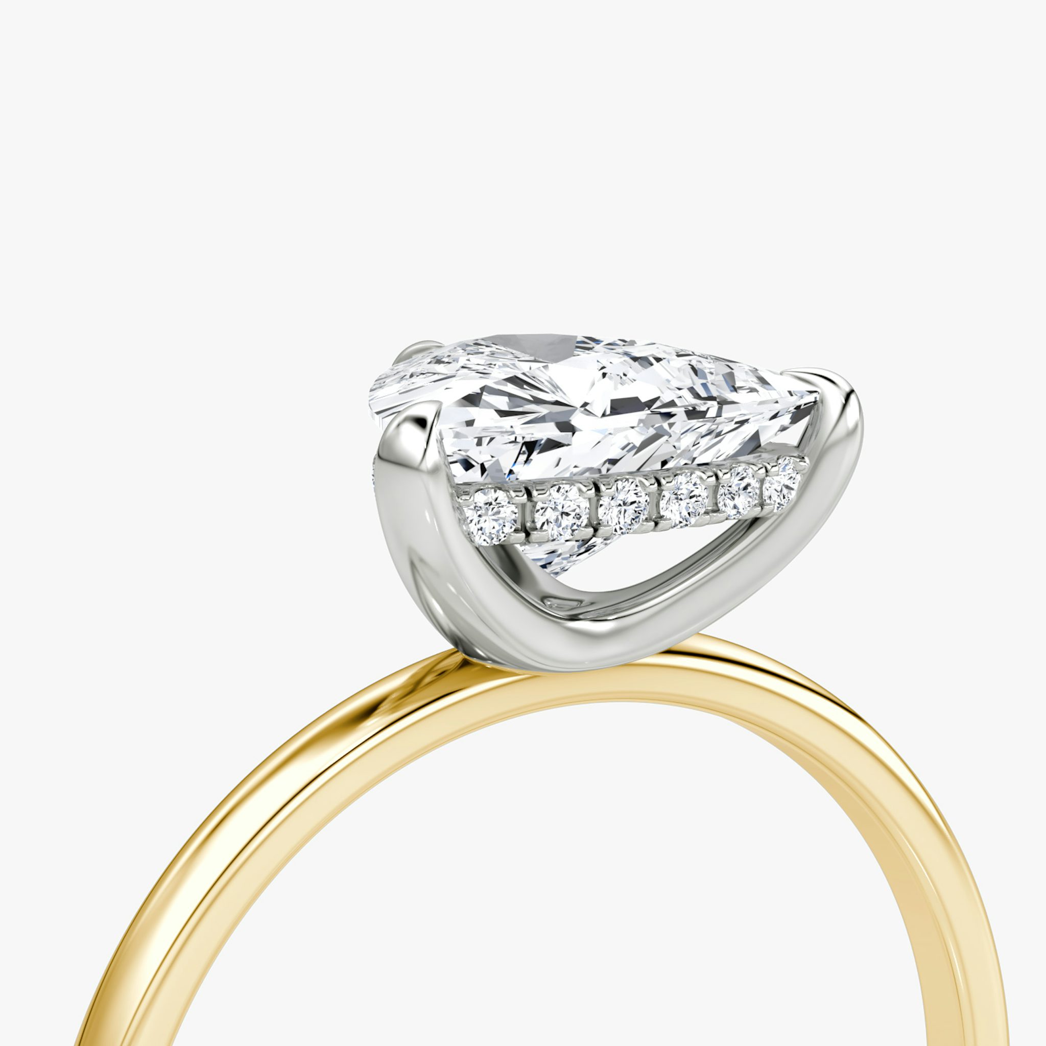 The Classic Hidden Halo | Trillion | 18k | Yellow Gold and Platinum | bandAccent: Plain | bandWidth: standard | prongStyle: Plain | diamondOrientation: vertical | caratWeight: other