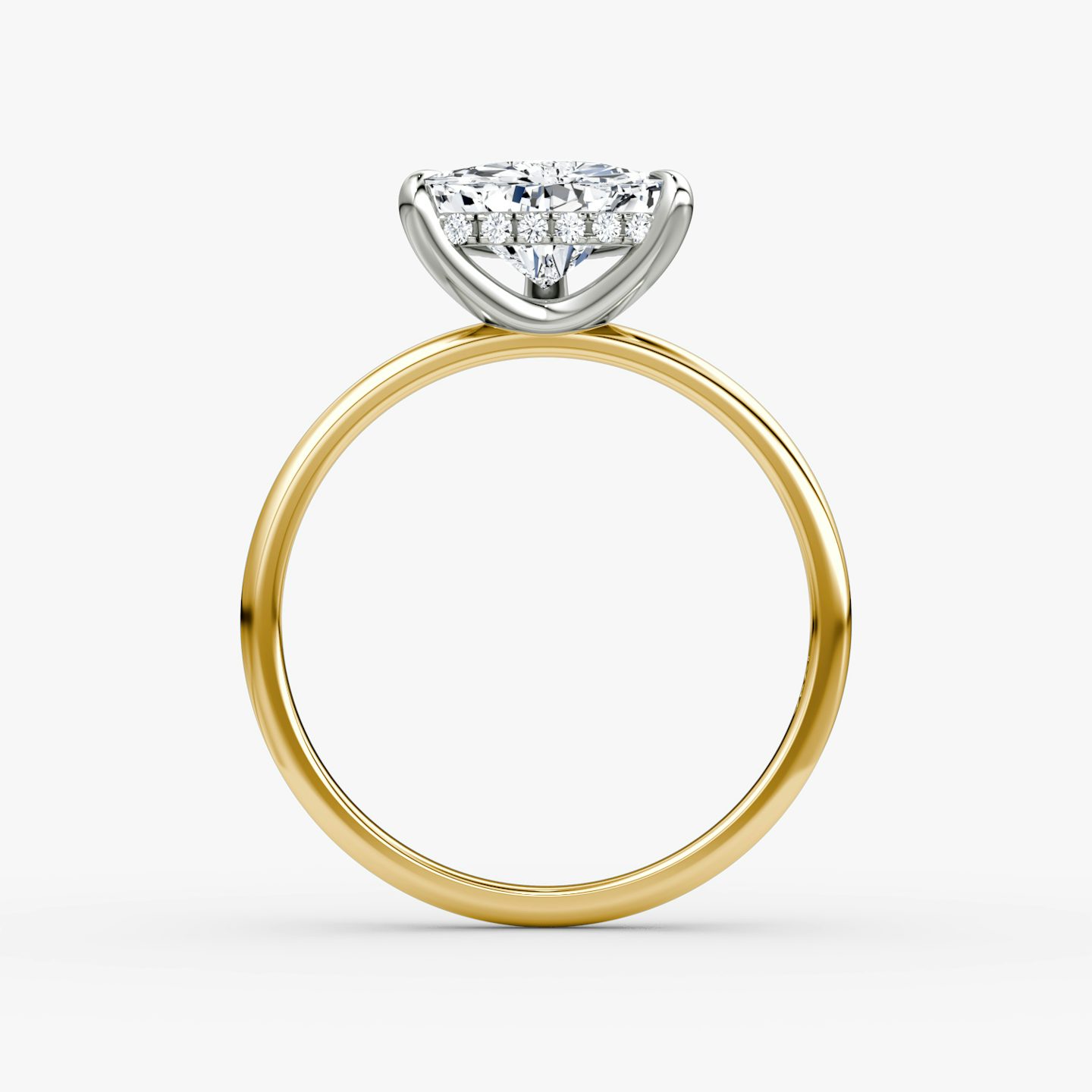 The Classic Hidden Halo | Trillion | 18k | Yellow Gold and Platinum | bandAccent: Plain | bandWidth: standard | prongStyle: Plain | diamondOrientation: vertical | caratWeight: other
