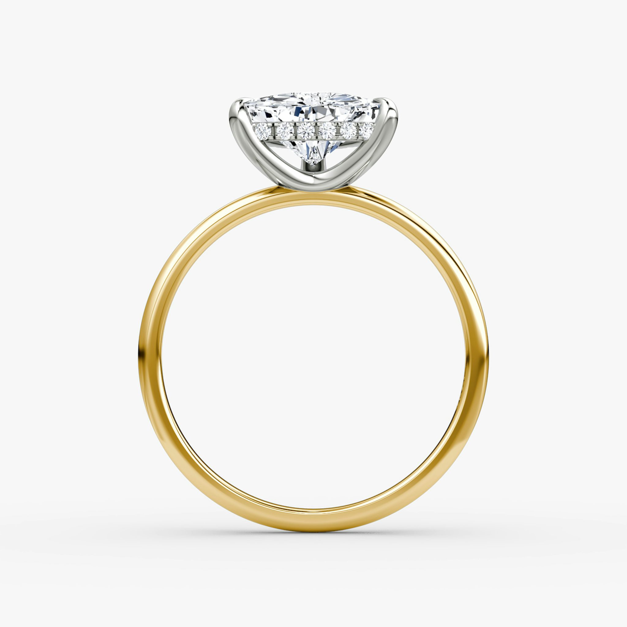 The Classic Hidden Halo | Trillion | 18k | Yellow Gold and Platinum | bandAccent: Plain | bandWidth: standard | prongStyle: Plain | diamondOrientation: vertical | caratWeight: other