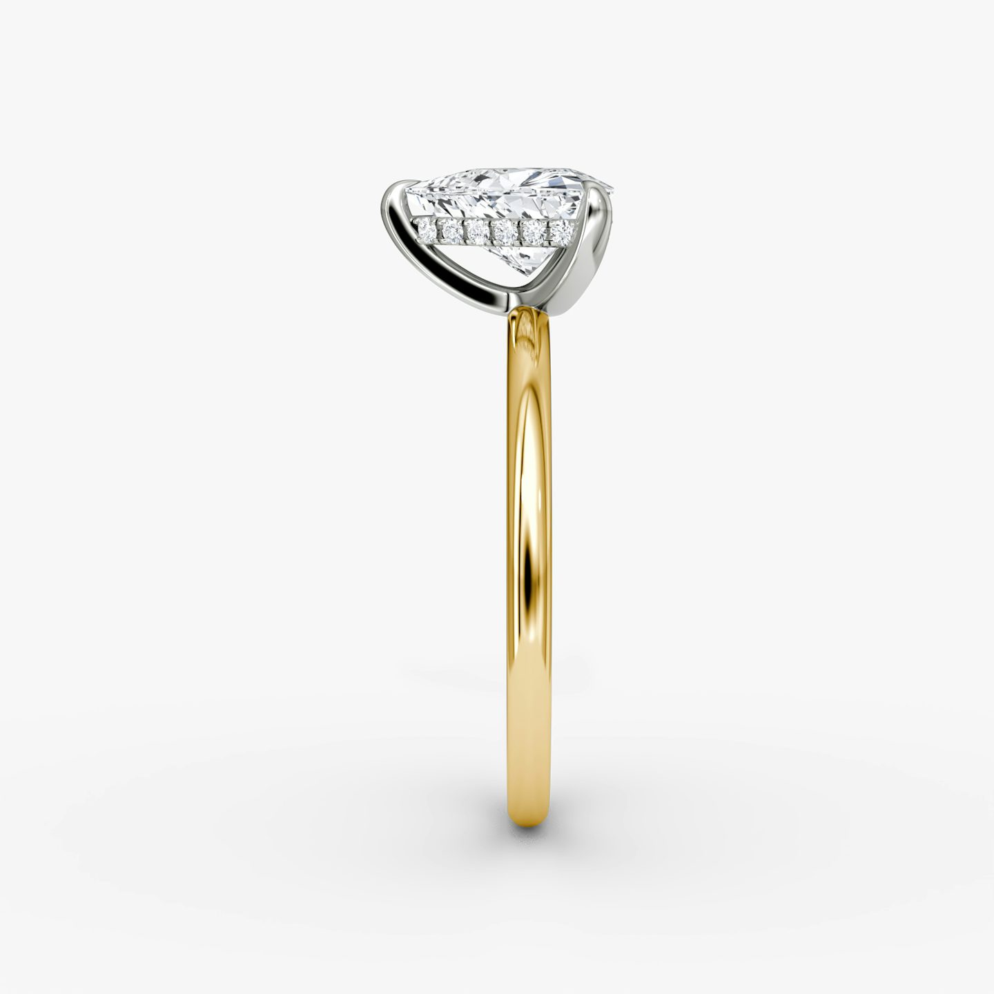 The Classic Hidden Halo | Trillion | 18k | Yellow Gold and Platinum | bandAccent: Plain | bandWidth: standard | prongStyle: Plain | diamondOrientation: vertical | caratWeight: other