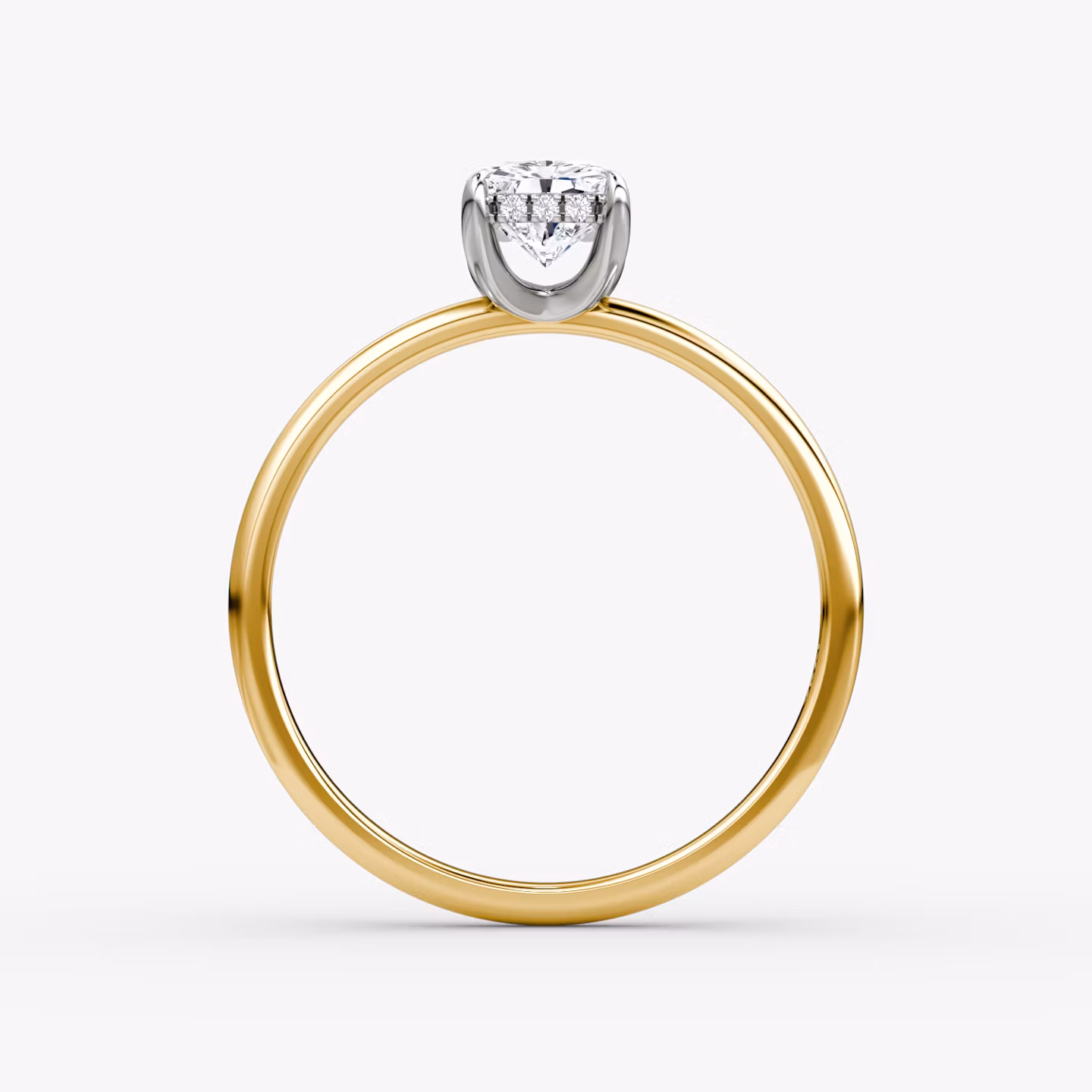 The Classic Hidden Halo | Radiant | 18k | Yellow Gold and Platinum | bandAccent: Plain | bandWidth: standard | prongStyle: Plain | diamondOrientation: vertical | caratWeight: other