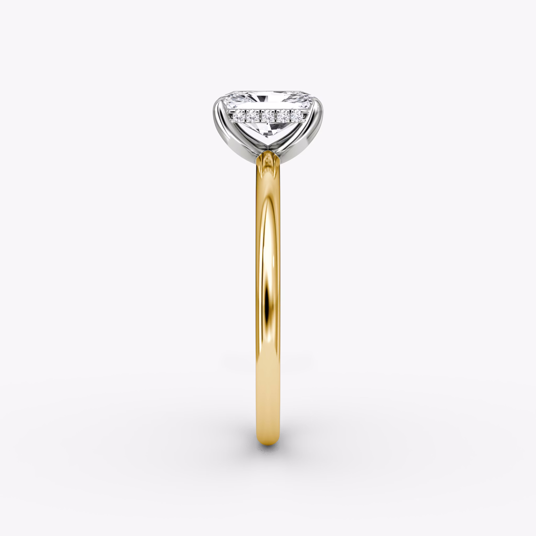 The Classic Hidden Halo | Radiant | 18k | Yellow Gold and Platinum | bandAccent: Plain | bandWidth: standard | prongStyle: Plain | diamondOrientation: vertical | caratWeight: other
