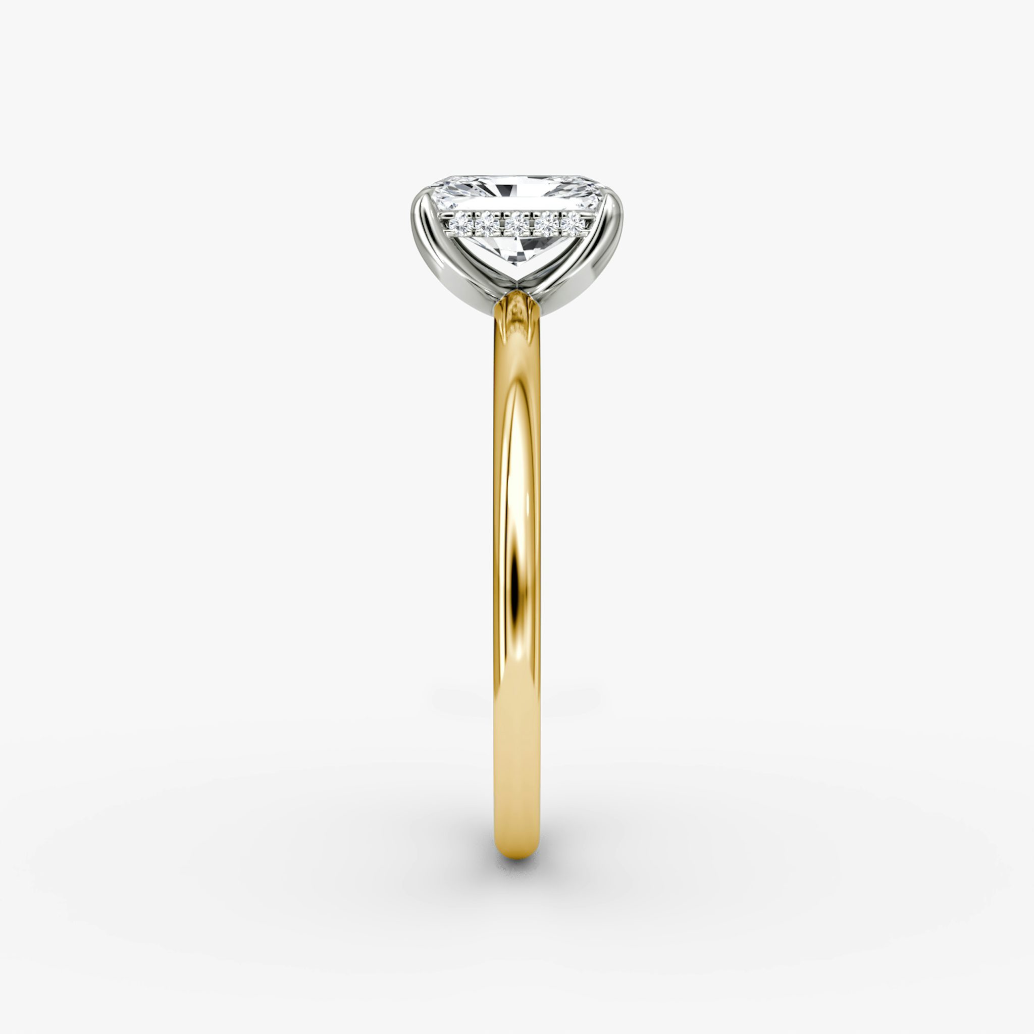 The Classic Hidden Halo | Radiant | 18k | Yellow Gold and Platinum | bandAccent: Plain | bandWidth: standard | prongStyle: Plain | diamondOrientation: vertical | caratWeight: other