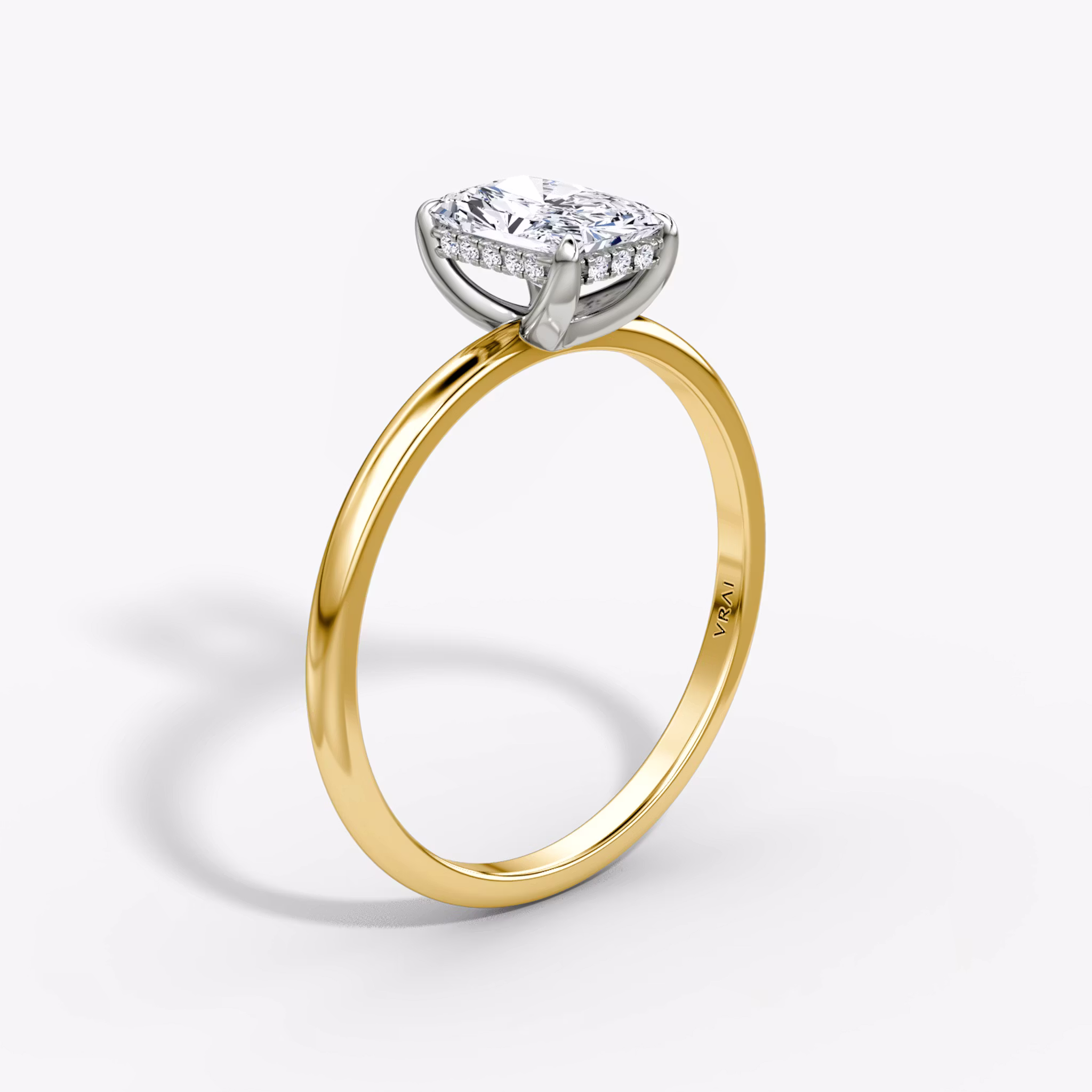 The Classic Hidden Halo Radiant | 18K Yellow Gold and Platinum