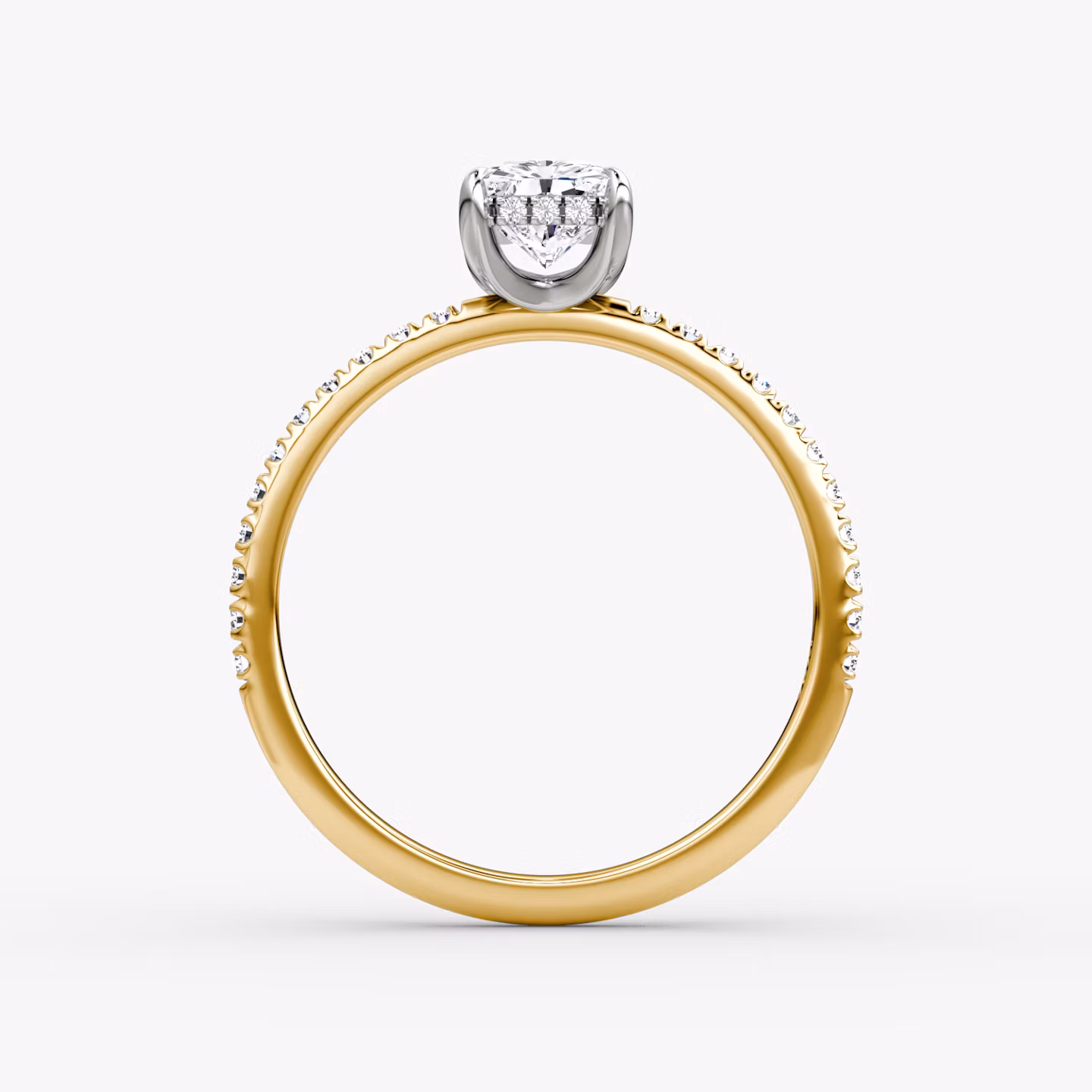 The Classic Hidden Halo | Radiant | 18k | Yellow Gold and Platinum | bandAccent: Pavé | bandWidth: standard | prongStyle: Plain | diamondOrientation: vertical | caratWeight: other