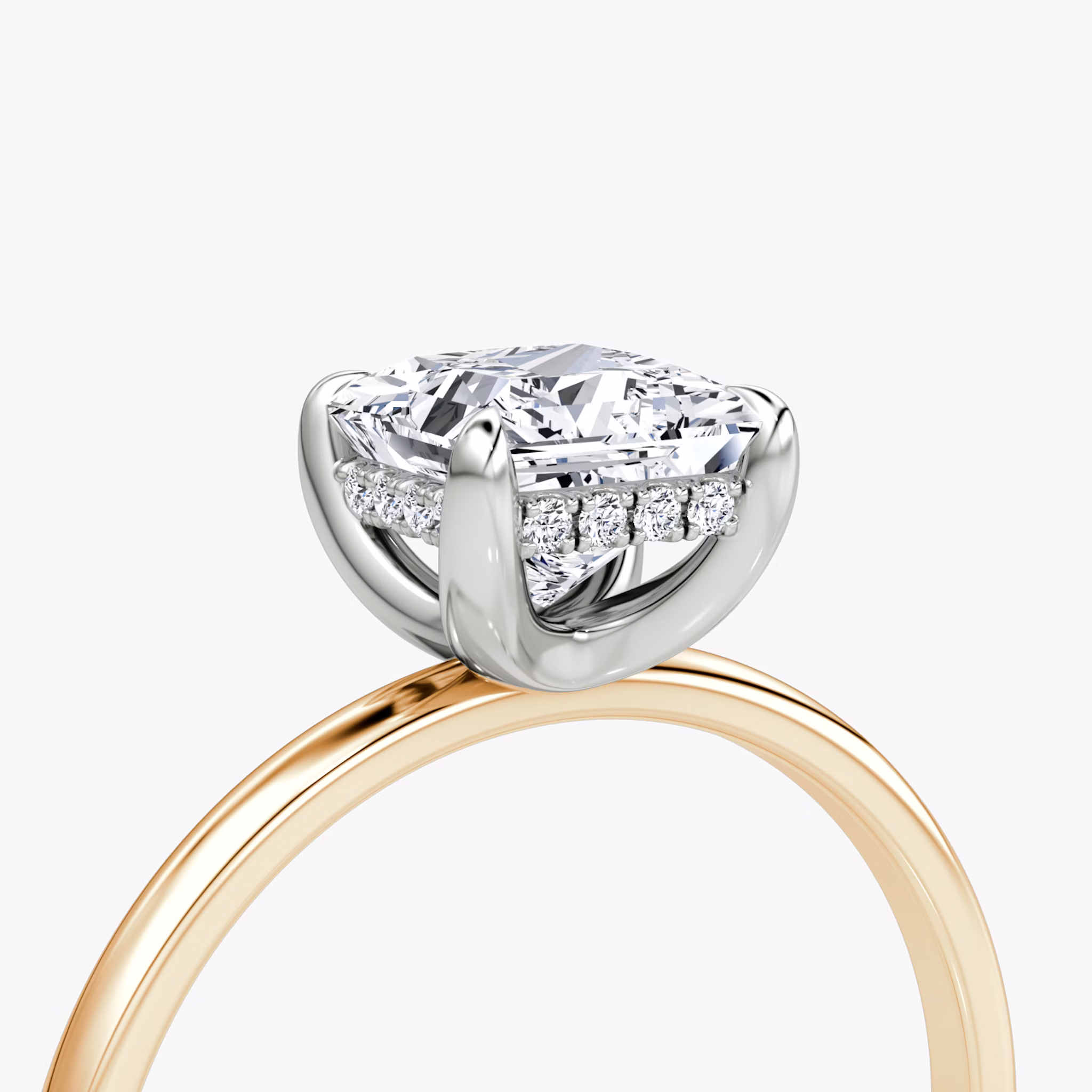 Classic Hidden Halo | Princess | 14k | Roségold und Platin | bandAccent: Ohne Pavé-Besatz | bandWidth: standard | prongStyle: Ohne Pavé-Besatz | diamondOrientation: vertical | caratWeight: other